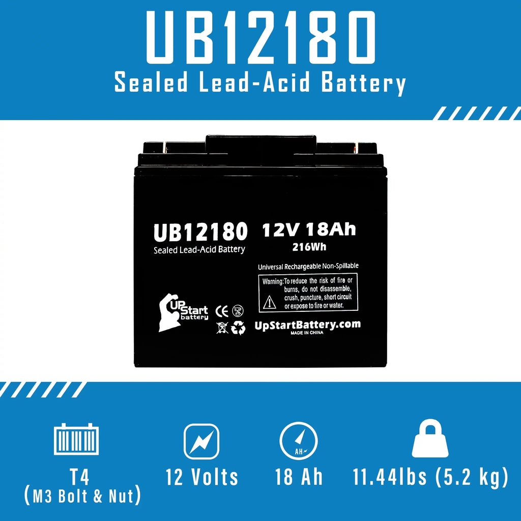 2x T4 AGM, / PX12180 - Universal - Terminal, Pack Portalac Lead 18Ah, Compatible Replacement Battery 18000mAh, Battery Acid UB12180 SLA) (12V, GS Sealed