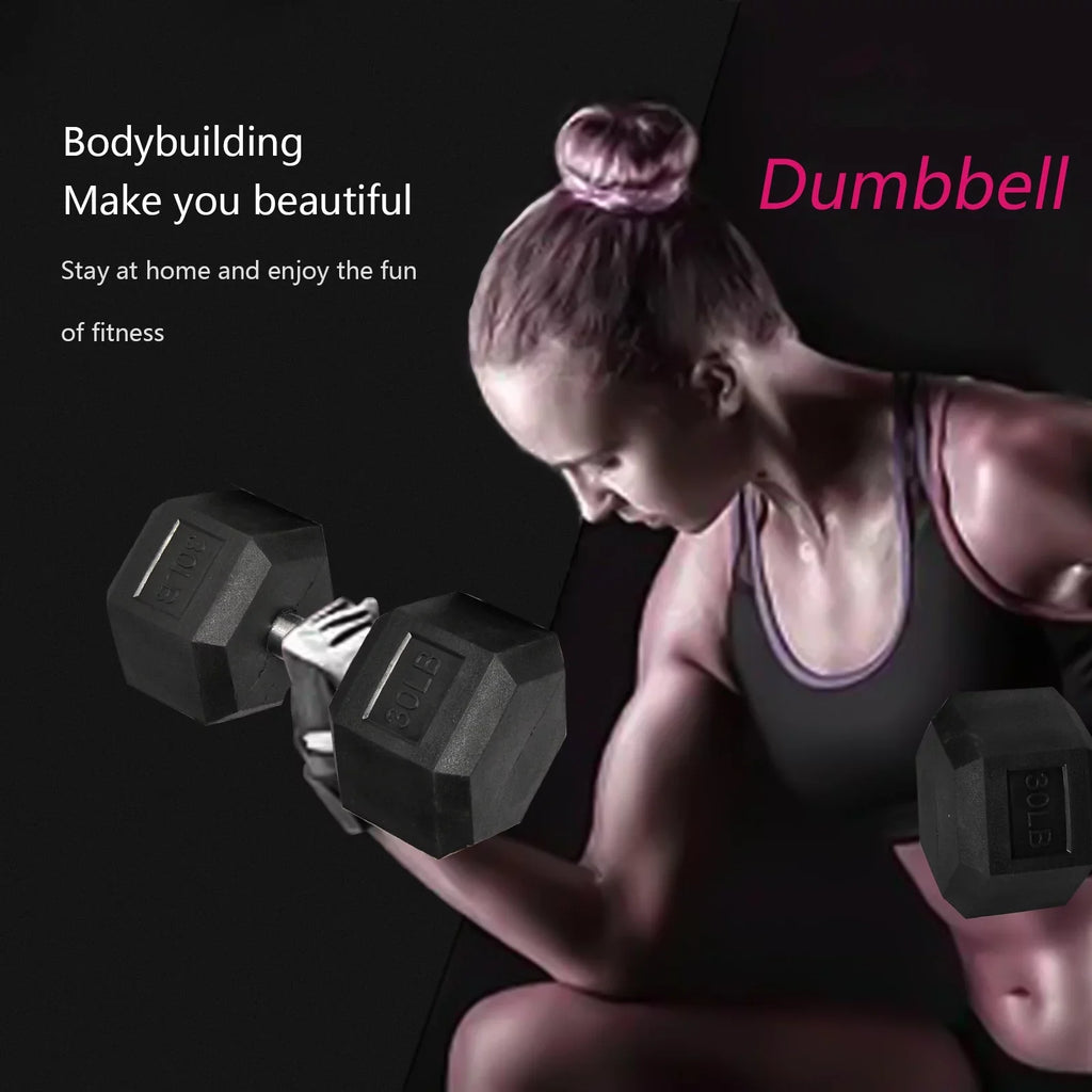 Rubber 1 Set Metal Barbell of Heavy Hex with Pair Dumbbell Handles Dumbbell 1 of ATIXEL