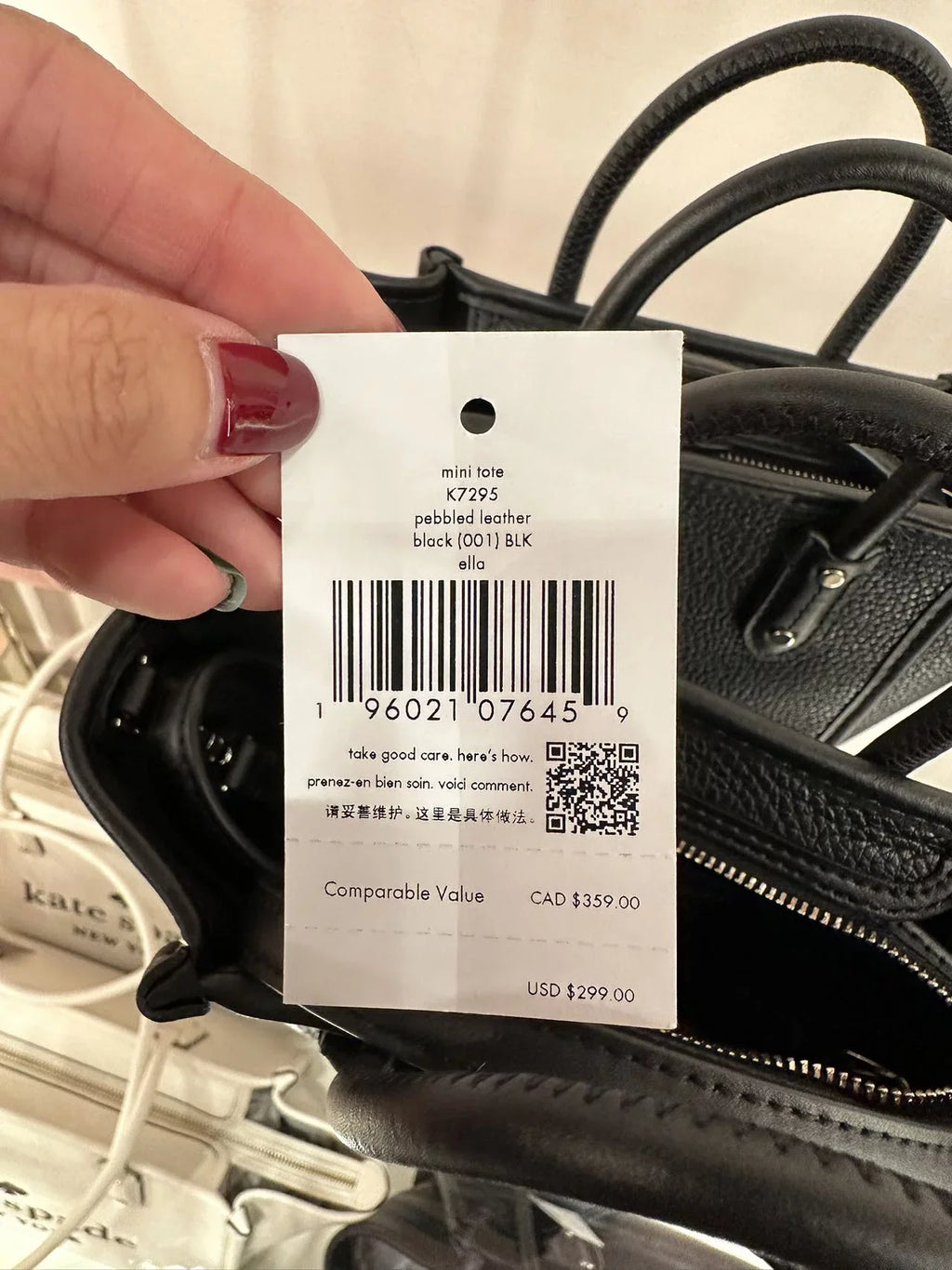 Kate K7295 Tote In Mini Black Ella Spade