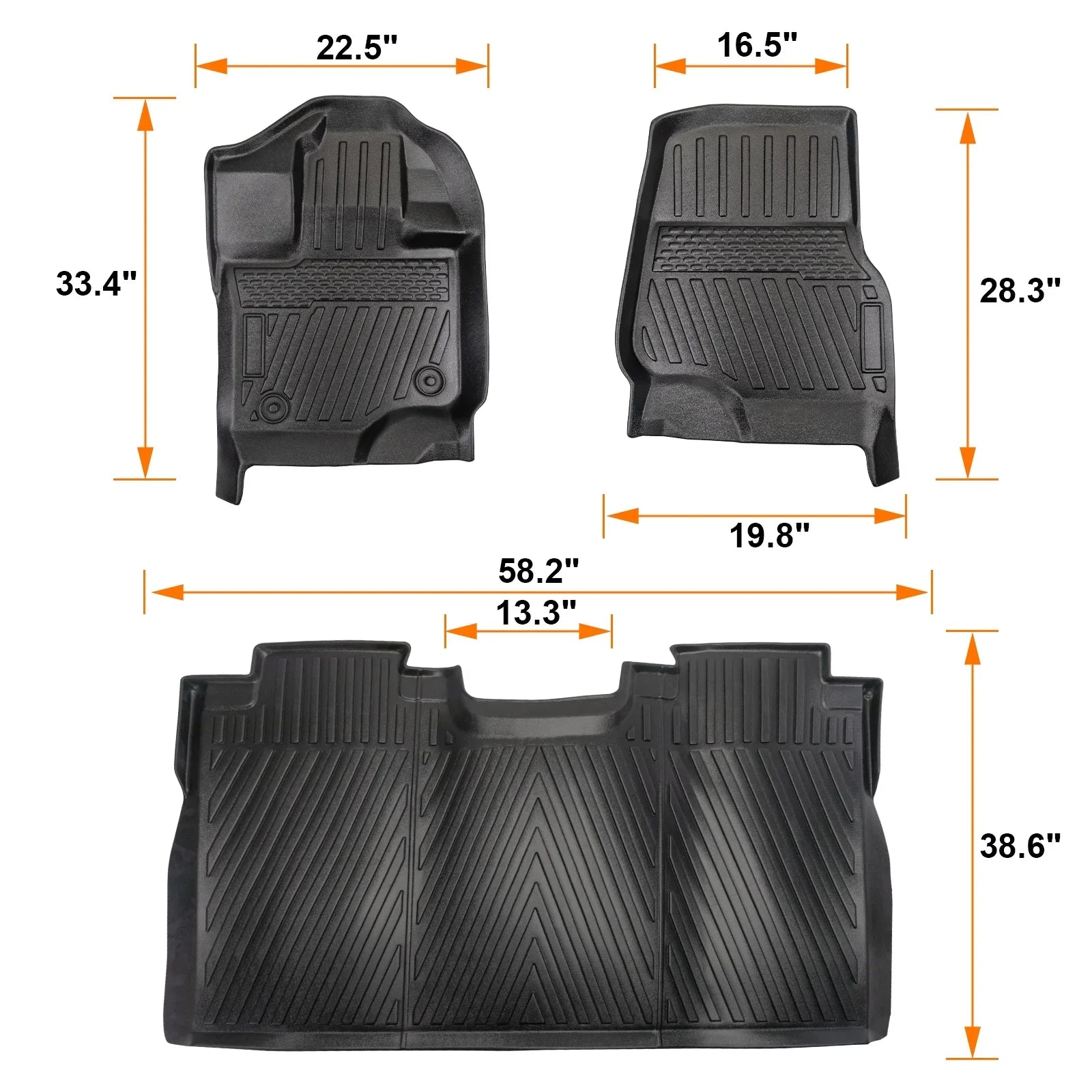 Floor For & 2015-2024 & SuperCrew Floor Seats All-climate Cab,Custom Super Mats 2nd For W/O F150 TPE 2015-2024 F150 Seat,Only 3PCS Crew&Bucket & Rear F-150 1st Storage Mats Front Row