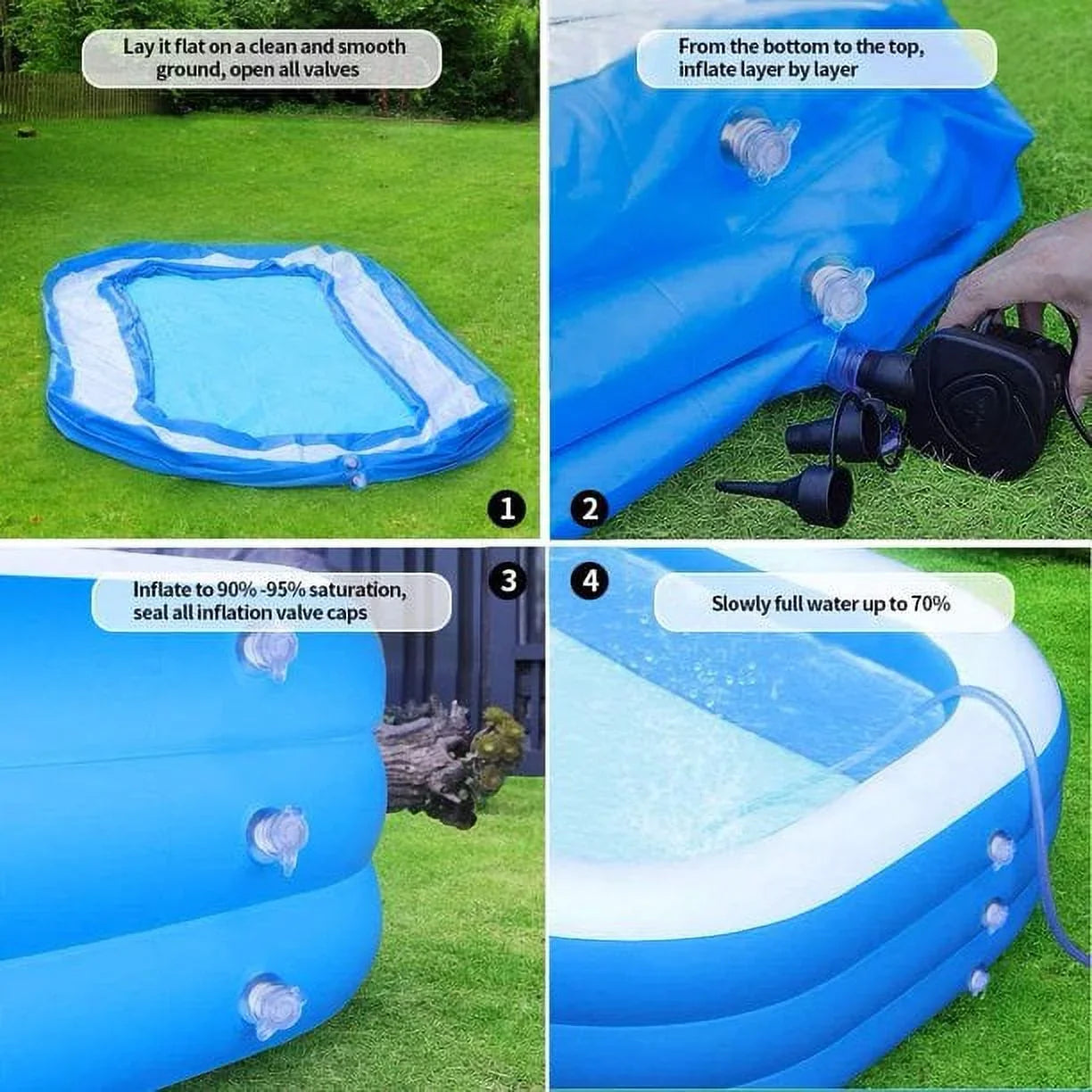 Inflatable Swimming Above SUGIFT and 120" x for x 22" Pools 72" Pool Ground Kids Adults
