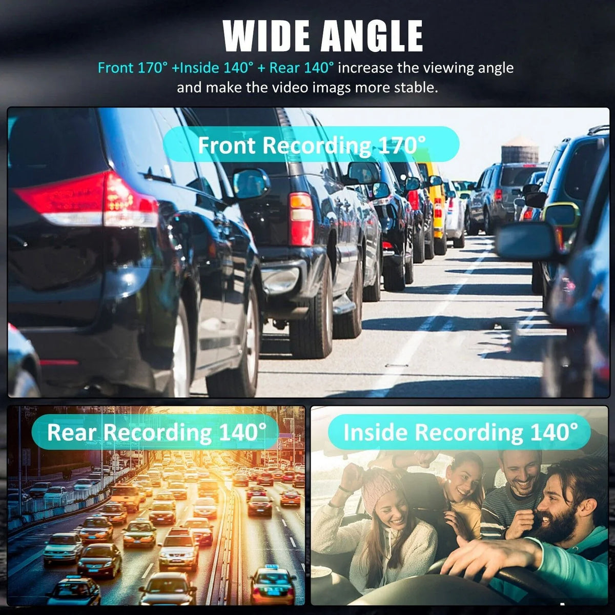 Recorder 4K Rear & Camera Cars Track Front True 3 Video Lens Dual WiFi&GPS Dash