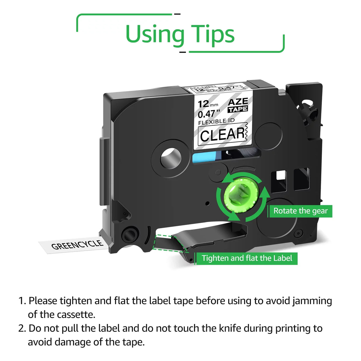 Tape Compatible Black Brother 40PK Label TZ-FX131 P-touch for Cable on TZ-131 ID x GREENCYCLE Flexible Wire TZ TZe-FX131 12mm TZe-131 TZe Clear 8m