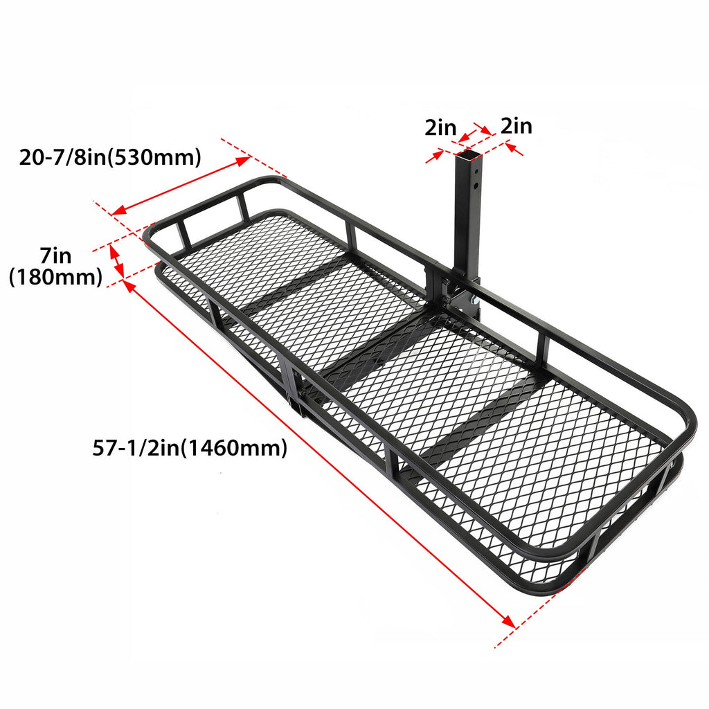 Truck Rack Trailer Folding Hitch Van 60"x21"x6" Rack Rear SUV Hitch Luggage Mount Cargo Hitch 550lbs Carrier Basket Cargo for Receiver Kojem 2"x2"