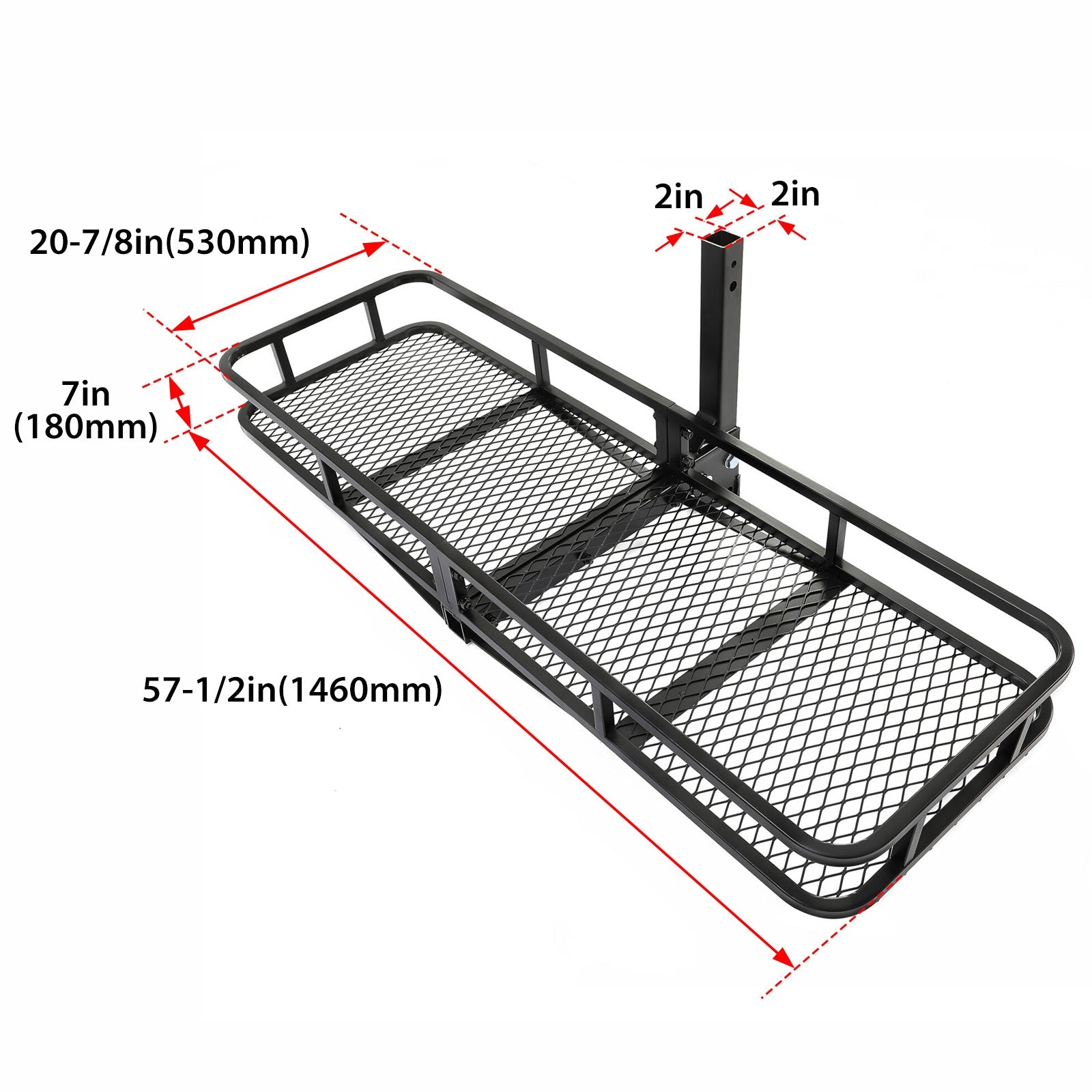 Truck Rack Trailer Folding Hitch Van 60"x21"x6" Rack Rear SUV Hitch Luggage Mount Cargo Hitch 550lbs Carrier Basket Cargo for Receiver Kojem 2"x2"
