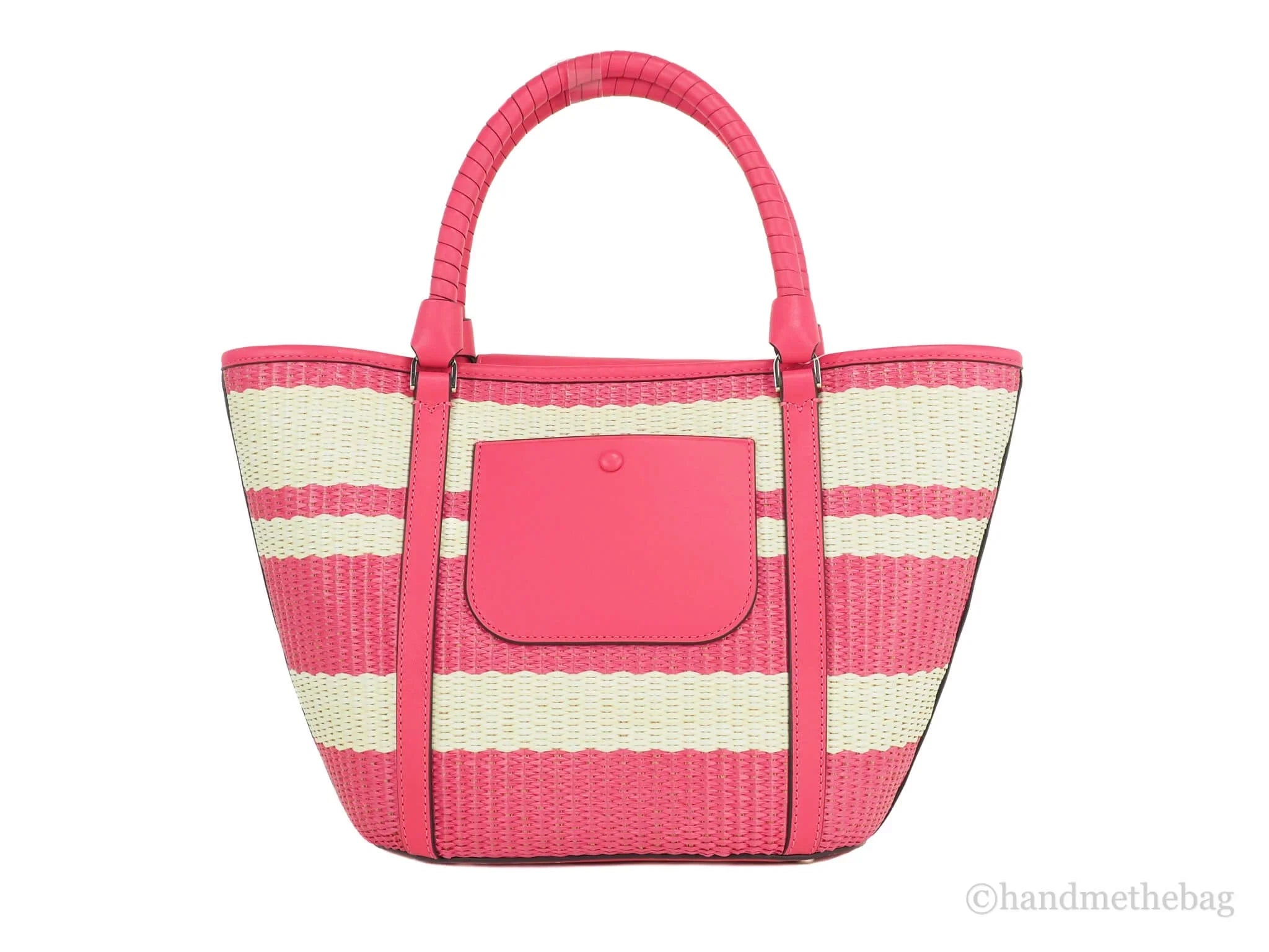 Bag Kate Tote Cruise Spade Handbag Medium Bikini Striped Straw Pink Convertible