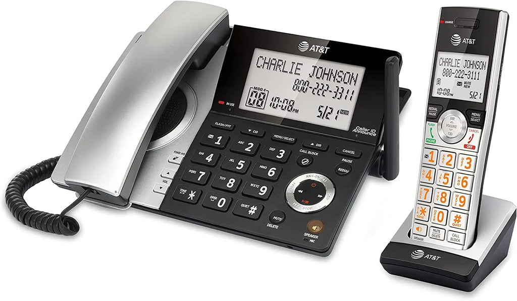 Handset Expandable Call with Blocker, Corded/Cordless with Smart Phone 1 CL84107 Black/Silver AT&T 6.0 DECT