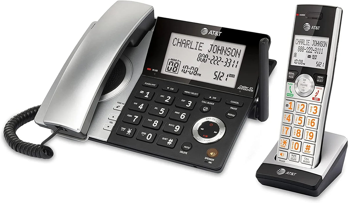 Handset Expandable Call with Blocker, Corded/Cordless with Smart Phone 1 CL84107 Black/Silver AT&T 6.0 DECT