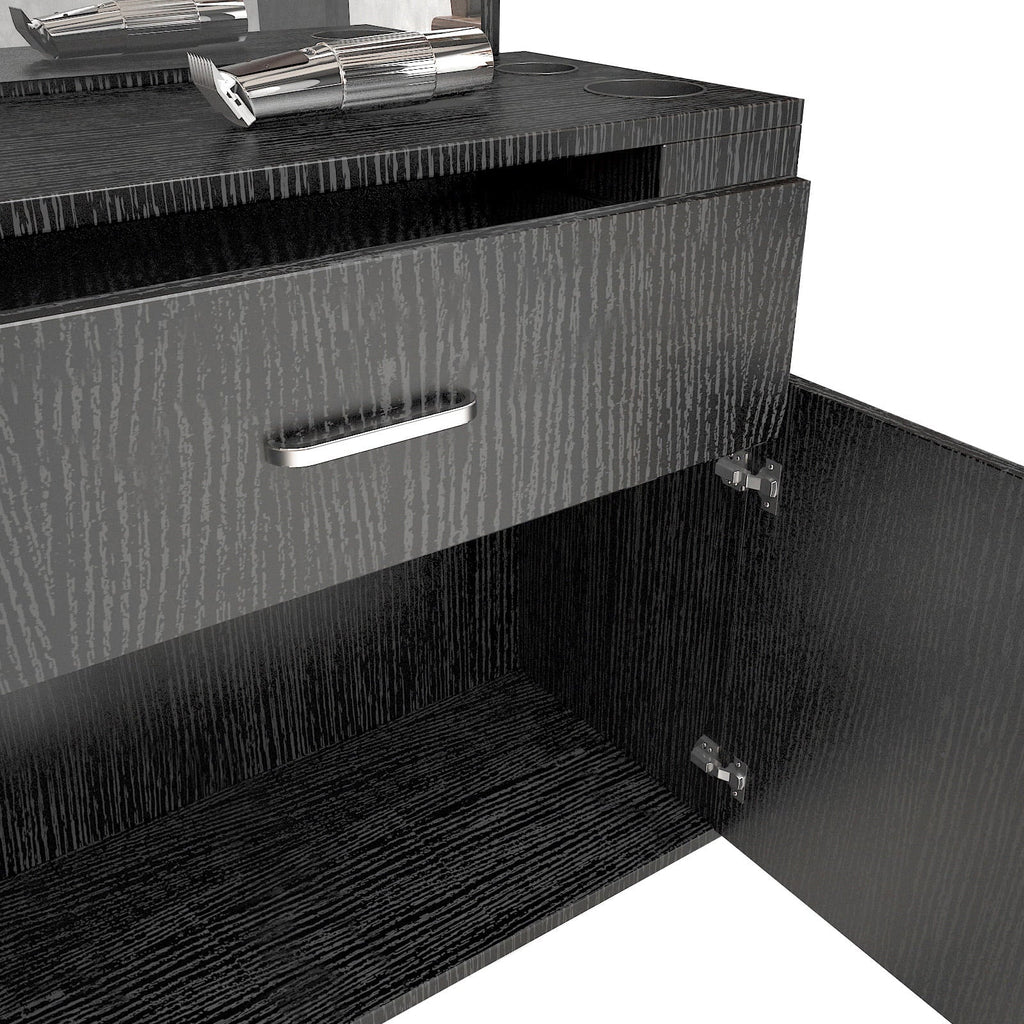 (Black) Styling Drawer, 2 Spa Station Doors Salon Mount Hair Artist Wall Mirror, Makeup Hand with Barber