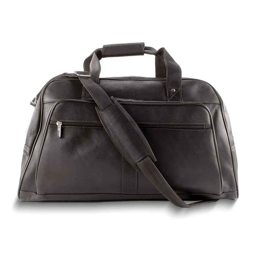 Duffle Leather Bag Brown Strap Adjustable with QGM23256 Laptop and Dark Pocket