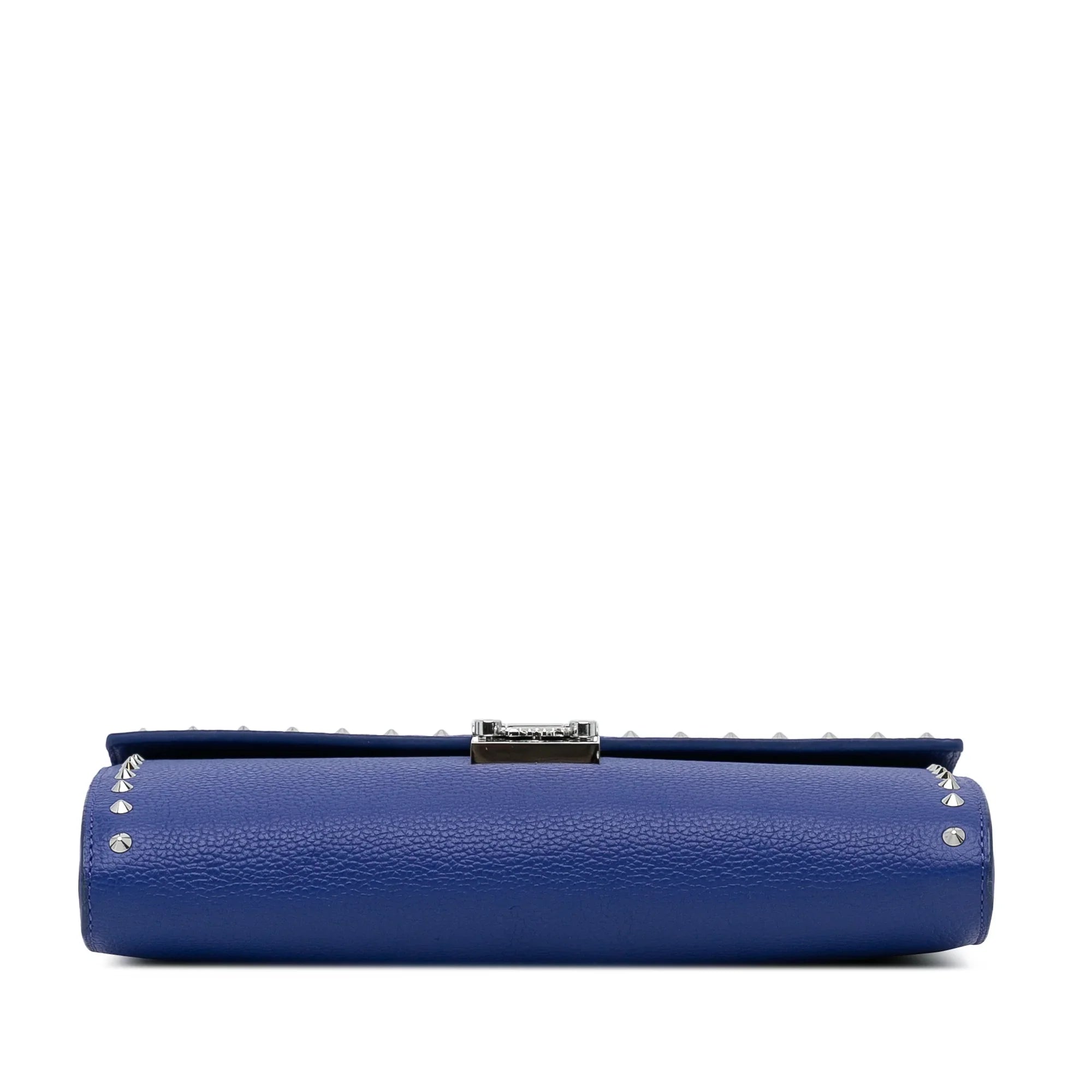Blue Chain Patricia Leather Authenticated Pre-Owned Bag on Wallet Calf Studded MCM Unisex Crossbody (Good)