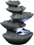 Indoor/exterior Light: Hand-Crafted Small Feature Entryways, & 14" Fountain W/LED Tiers Design. Gardens Patios. For liquid HF-B16-14LT Modern Stone s,