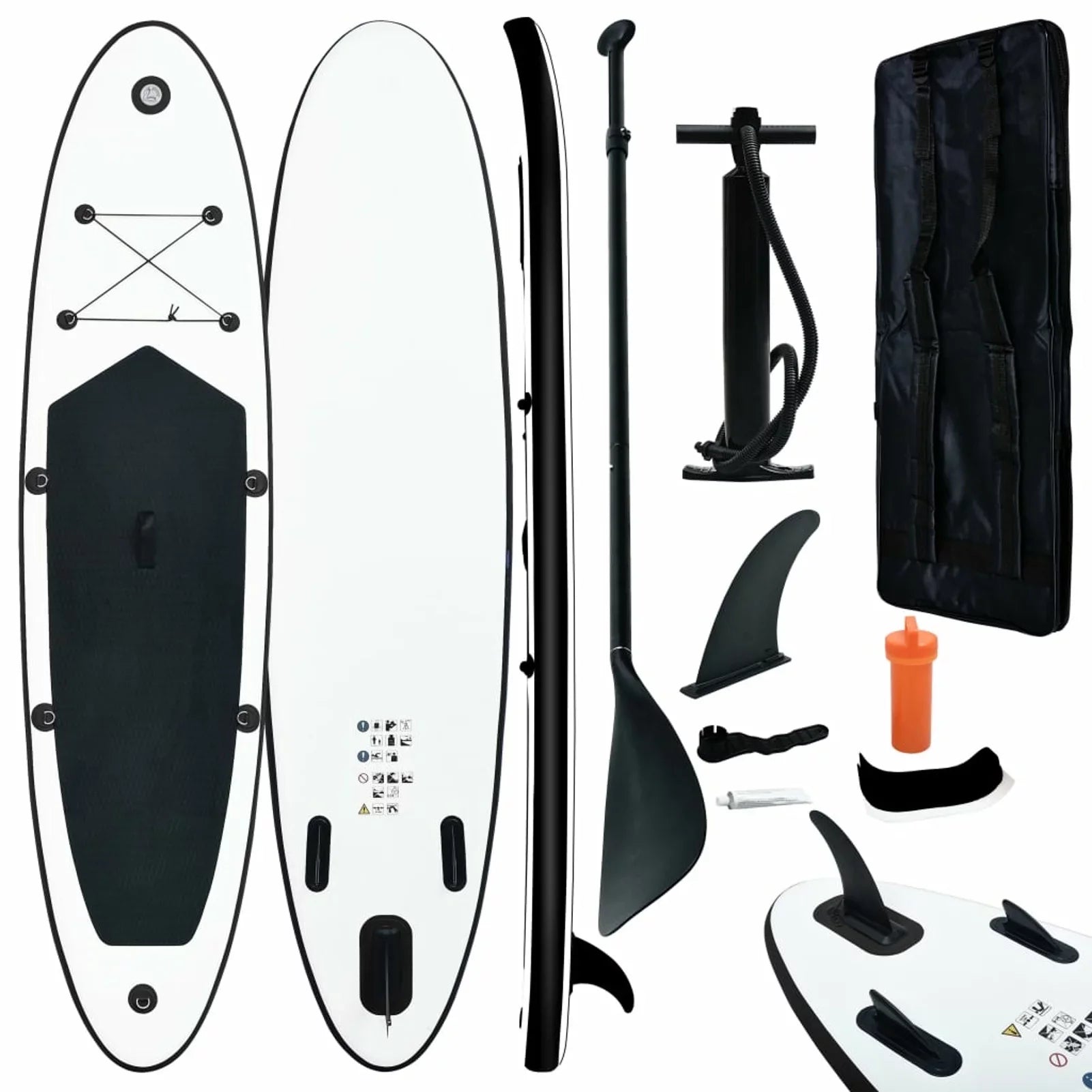 Andoer White and Black Paddleboard Inflatable Set