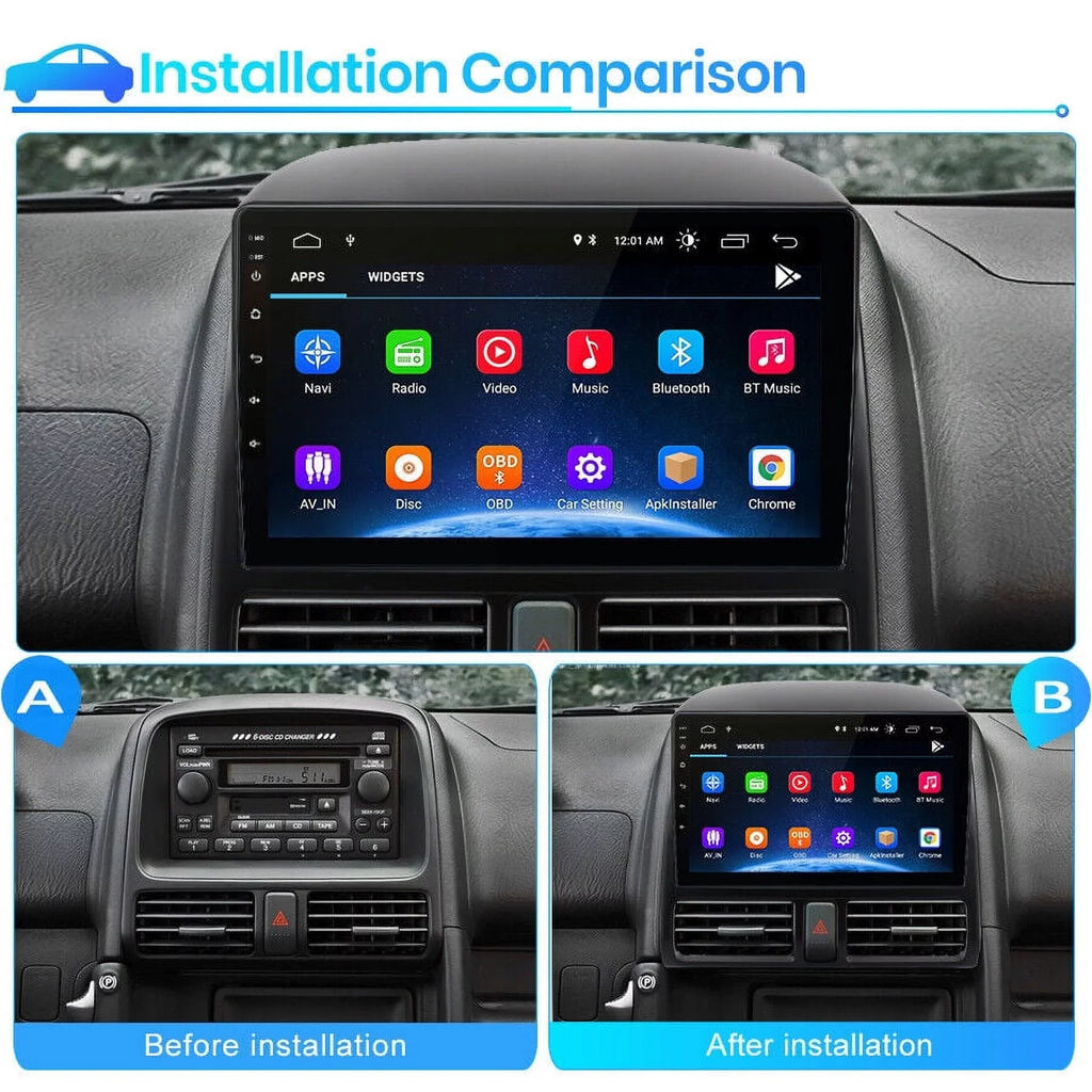 2002 Touch with AWESAFE Car GPS Auto 2003 Android 9 Navigator Inch WiFi Bluetooth Honda for Screen Radio CRV FM Carplay 2004 Mirror Link 2005 2006,1+32GB Stereo 2001 Radio