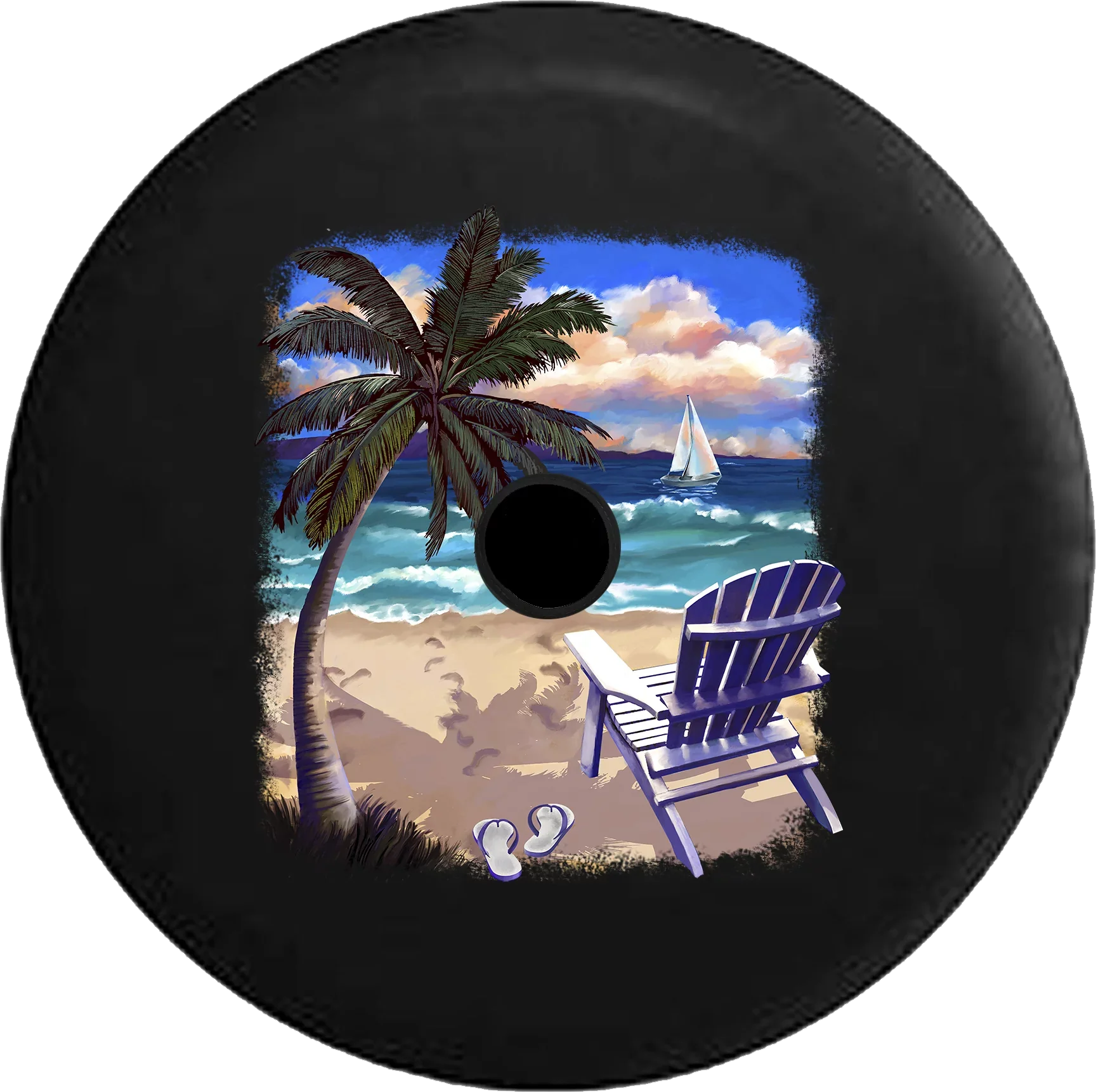 Blue Sand for Trees Wrangler & Backup Cover RV Jeep Ocean 2018 Waves Camera Spare Inch JL 32 2019 Chair at Beach Palm Tire the