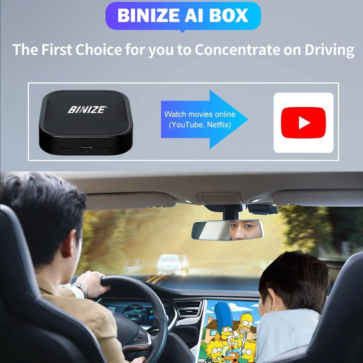 for CarPlay&Android Only Wireless Android OEM/Factory Fit Auto Box BINIZE 4G Netflix,etc Cellular,4+64G,8Core, YouTube System,Built-in CarPlay,Wireless Cars with Wired ai Navigation,Support