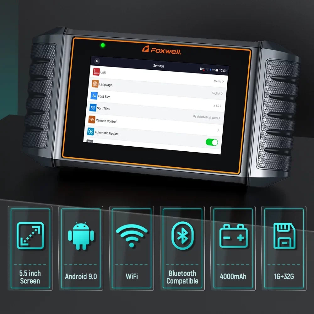 Throttle OBD2 FOXWELL Automotive Suspension ABS Scanner Diagnostic Coding All OBDII Reader Code Service Battery Automotive BMS Reset System Bleeding Tester Reset Scanner, 12 Gift: Injector Tool NT726