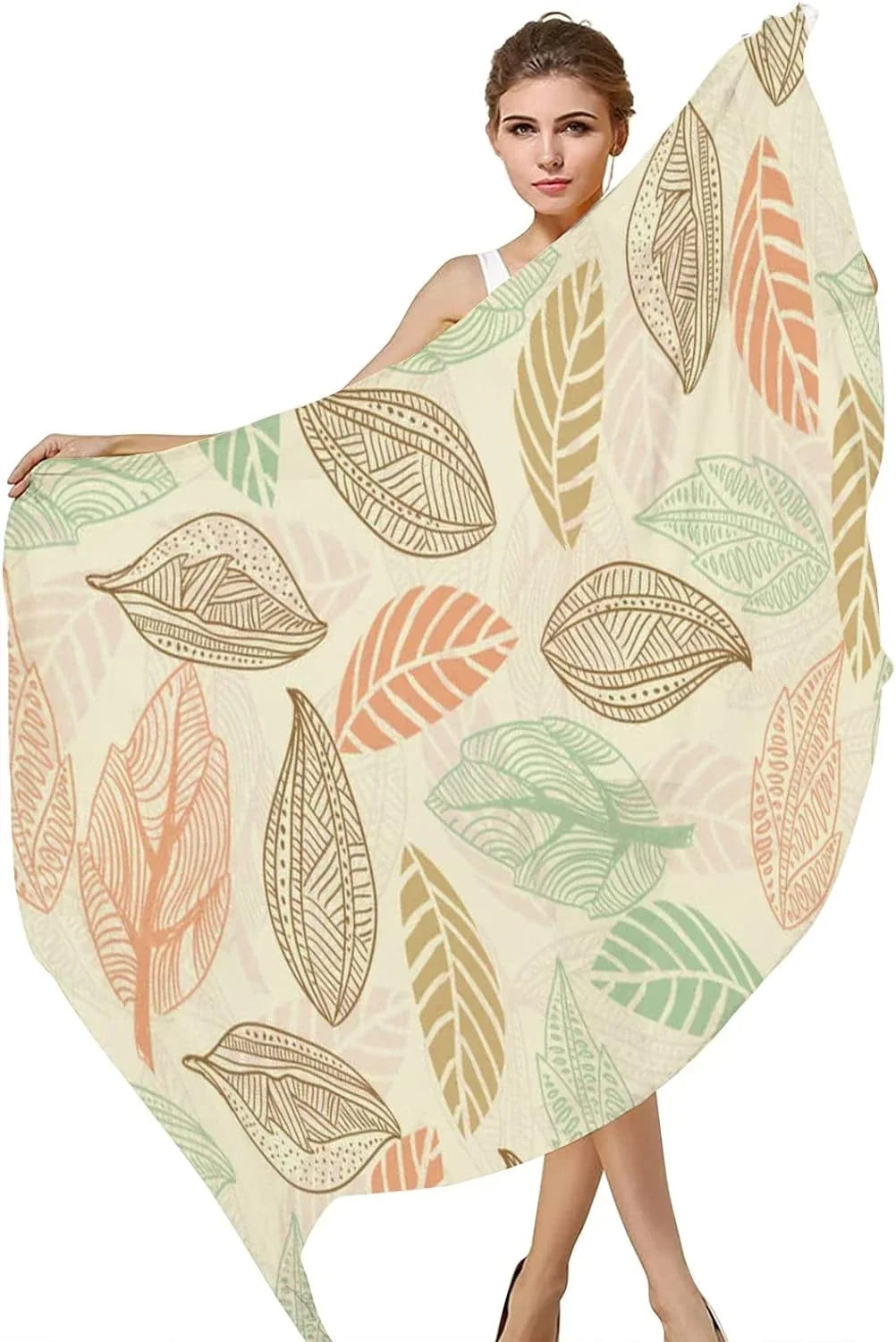 Silk for Leaf Lightweight Neck Women Long Wrap Scarves Hyjoy Pattern Vintage Girls Shawl Scarf