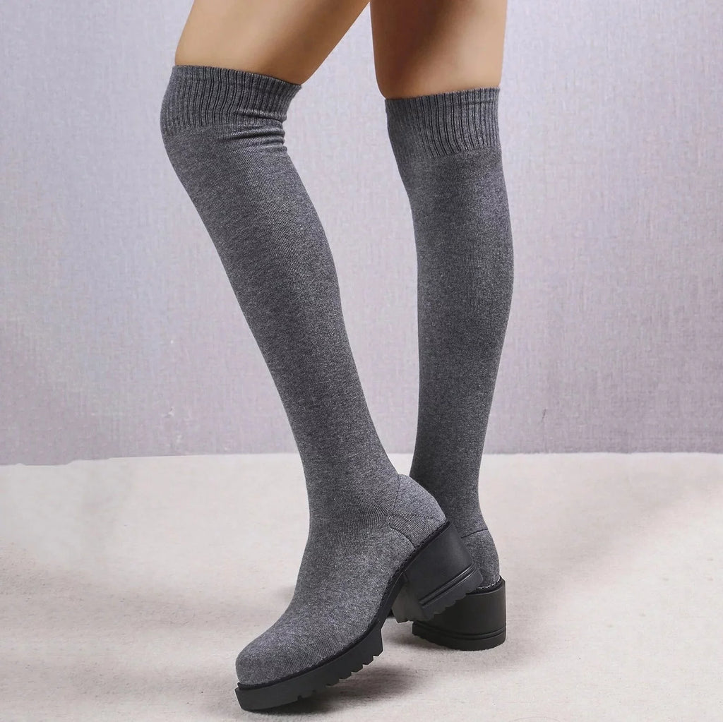 Heeled for Boots Sock Ladies on Winter Women Women Work Waterproof Length dimension Boots Long Buckle Boots Boots Boots 11 PMUYBHF Minimalist Pull Knee Snow