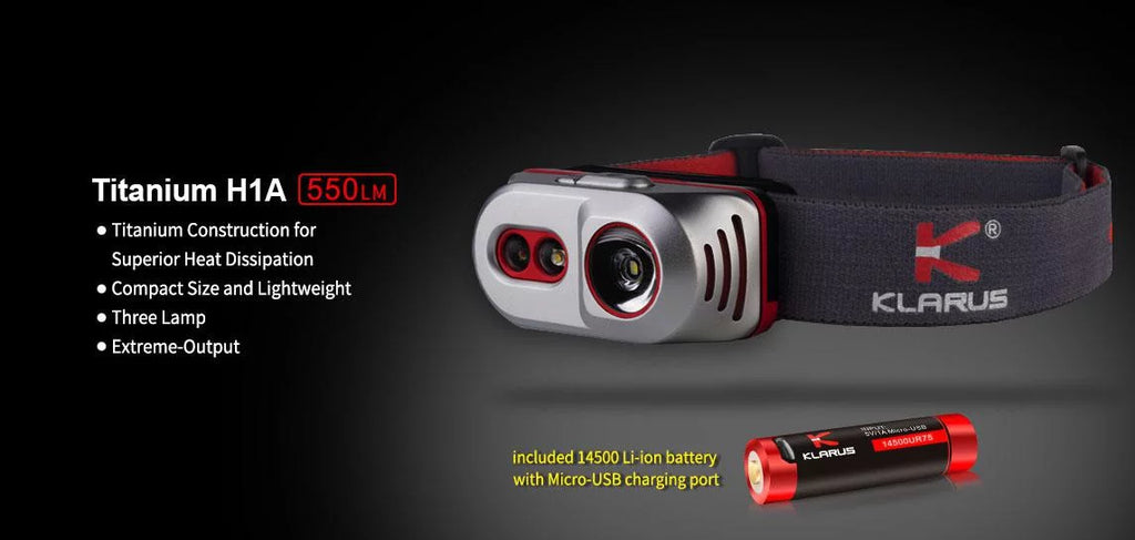 '-550 H1A -CREE Included XP-L Headlamp Lumens Klarus -Battery Rechargeable LED V6