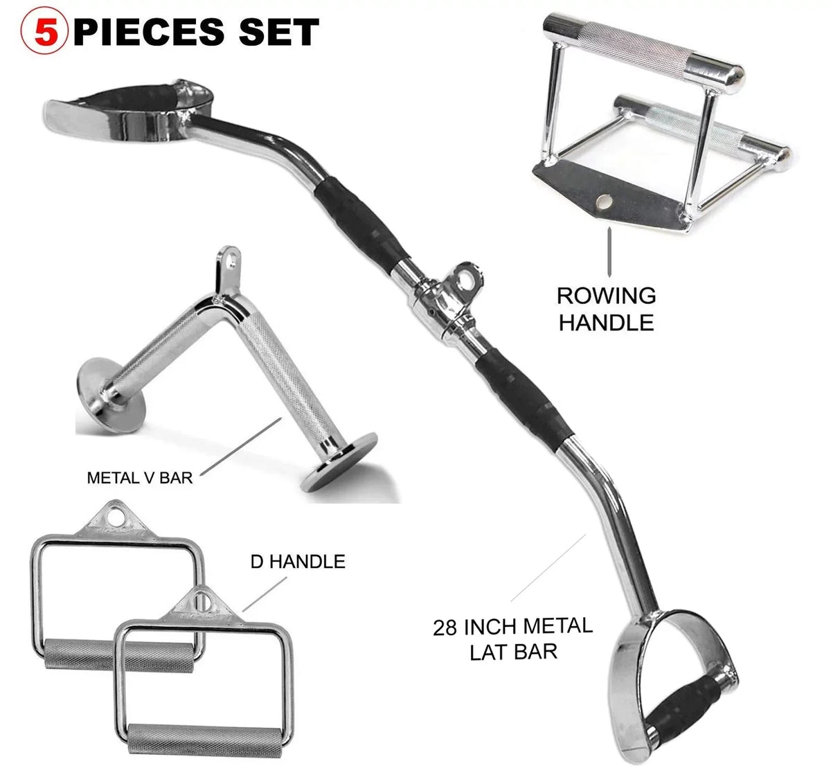 for Fitness Maniac machine tricep accessories pushdown 5-Piece pull cable handle down bar men tricept attachments attachment home gym exercise triceps workout