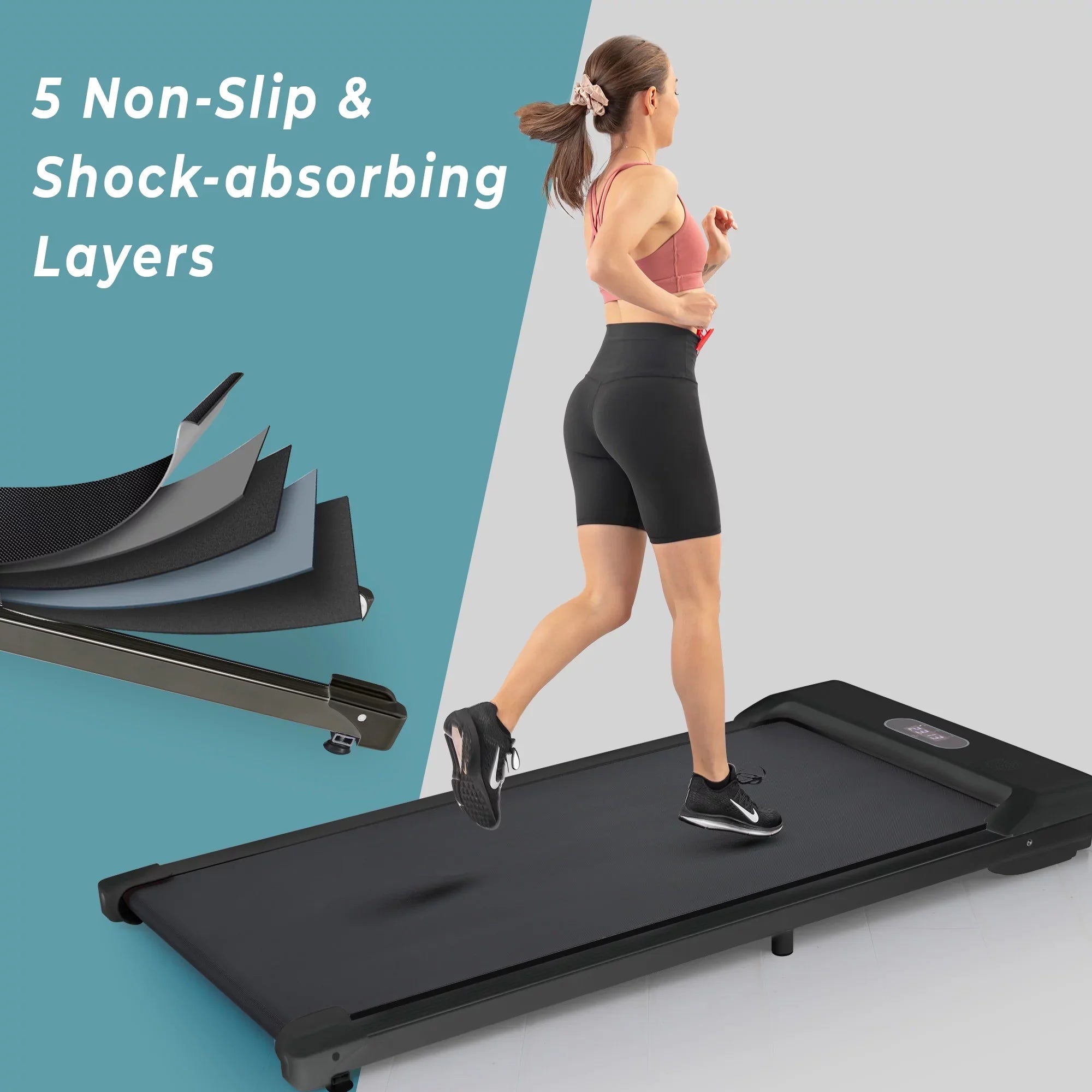 Office in 2.5HP for Walking Under Gym with Treadmill Use, Treadmill, 1 BTMWAY Electric Pad APP/speaker/Remote Bluetooth Pad Ultra-Quiet Desk Control/Display, Home Portable Treadmill 2 Walking