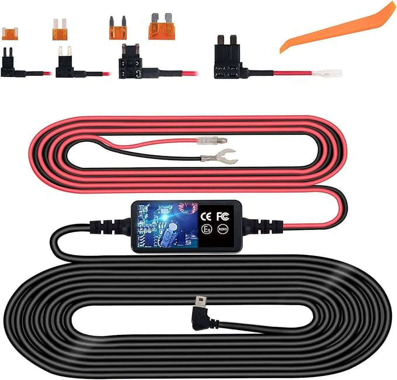 Dash Cable Hardwire Tool（11.5ft） Camera Dash Kit, 5V Dashcam, Fuse 12V-24V Power Cord, Charger Cam 4 Micro Gift Plozoe Tap Wire Installation for Car USB to Hard Kit and