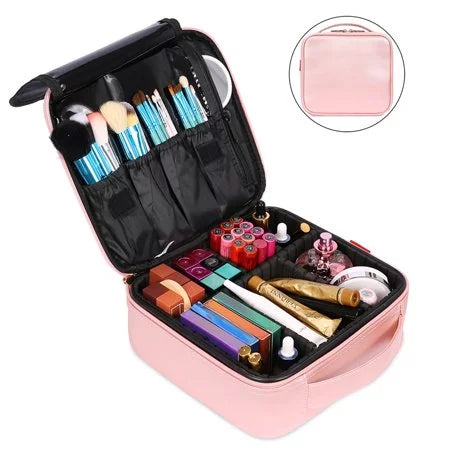 Case Compartments Brush Makeup ZBH with Cosmetic Travel Organizer Tool Makeup for Women Make Adjustable Jewelry Digital Storage Toiletry Bag Makeup Up Train Accessories