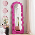 for Mounted VLUSH Length Wavy 63"x24" Wall Mirror Floor with Mirror Freestanding Mirror, Bedroom Full Stand, (Pink)