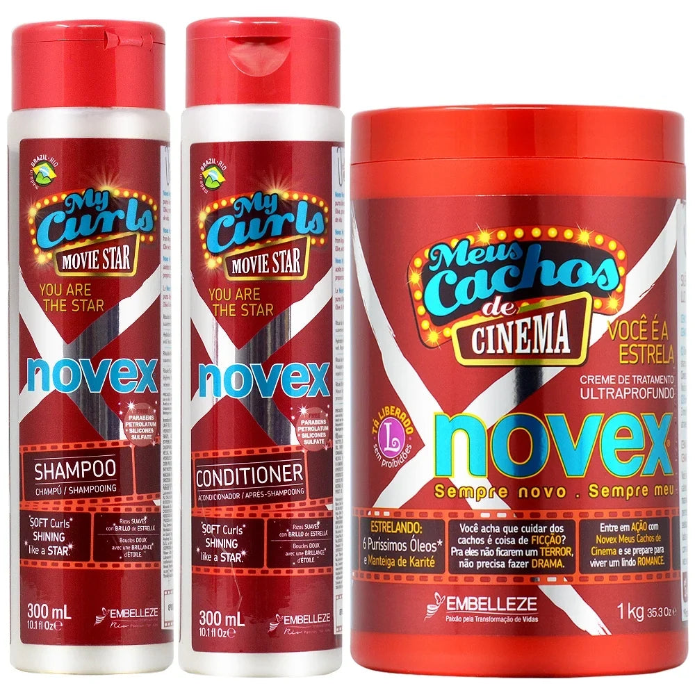 10.1oz Processing Movie 10.1oz My Novex 35oz Caps Shampoo Conditioner + curls Mask + 3 Star +