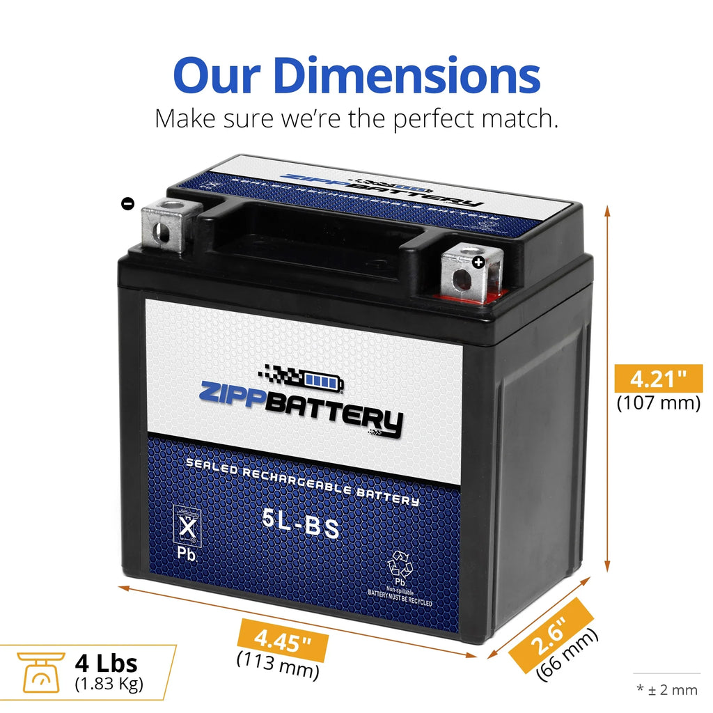 Motorcycle Battery 2005 Ytx5L-Bs 250Cc Yamaha Wr250F Battery Zipp for