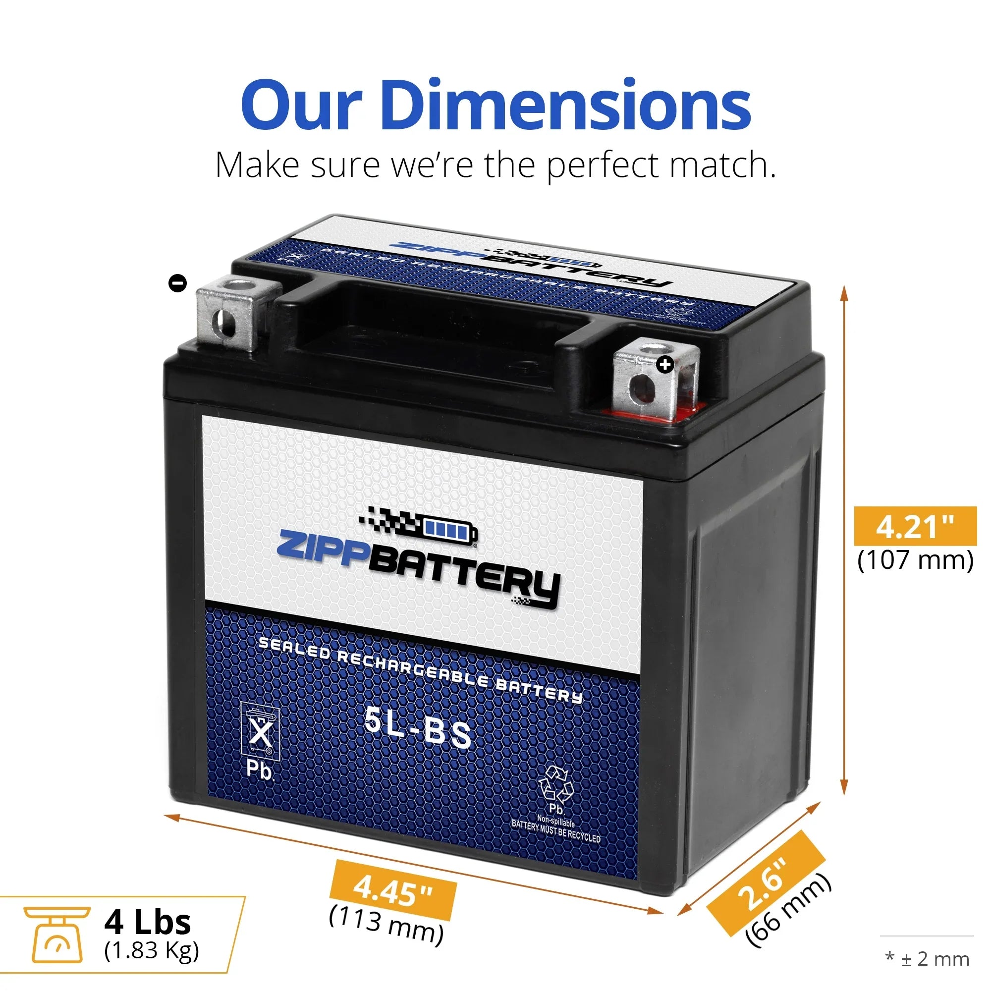 Motorcycle Battery 2005 Ytx5L-Bs 250Cc Yamaha Wr250F Battery Zipp for