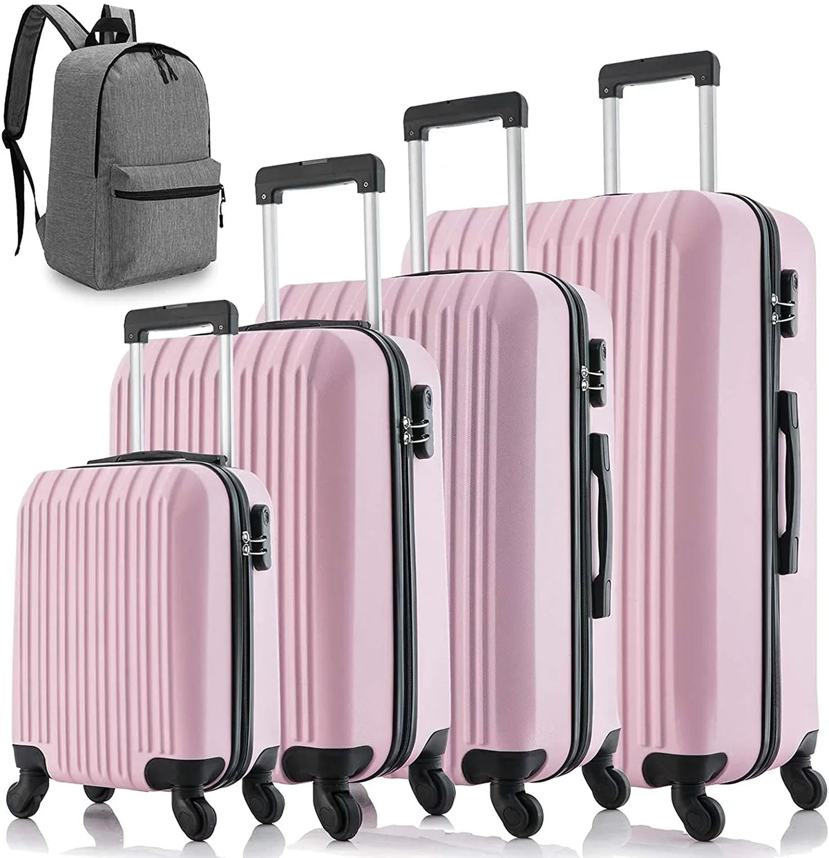 inch) Lightweight Wheels Luggage Spinner Piece Pink Suitcase (16/20/24/28 5 Hardshell Set Sets ABS