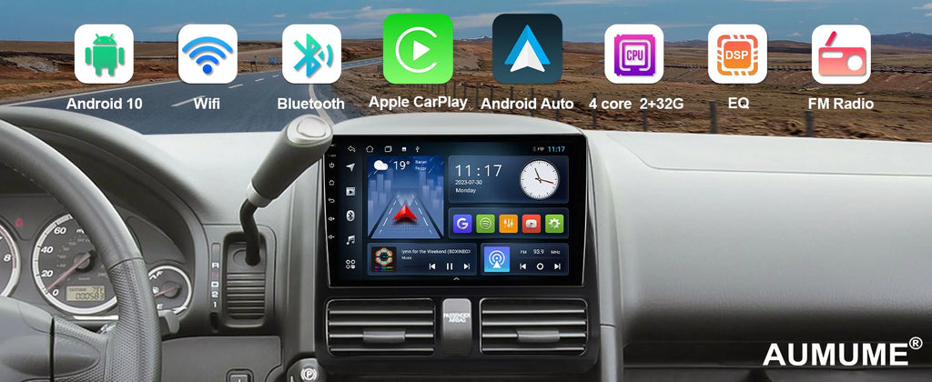 Control Built-in Android with Inch CR-V 9 Wheel Honda Car for Backup Wireless Carplay/Android TouchScreen Stereo 10 2002-2006 Auto/GPS/Bluetooth/FM/AUX-in/Steering Radio Camera Din Double