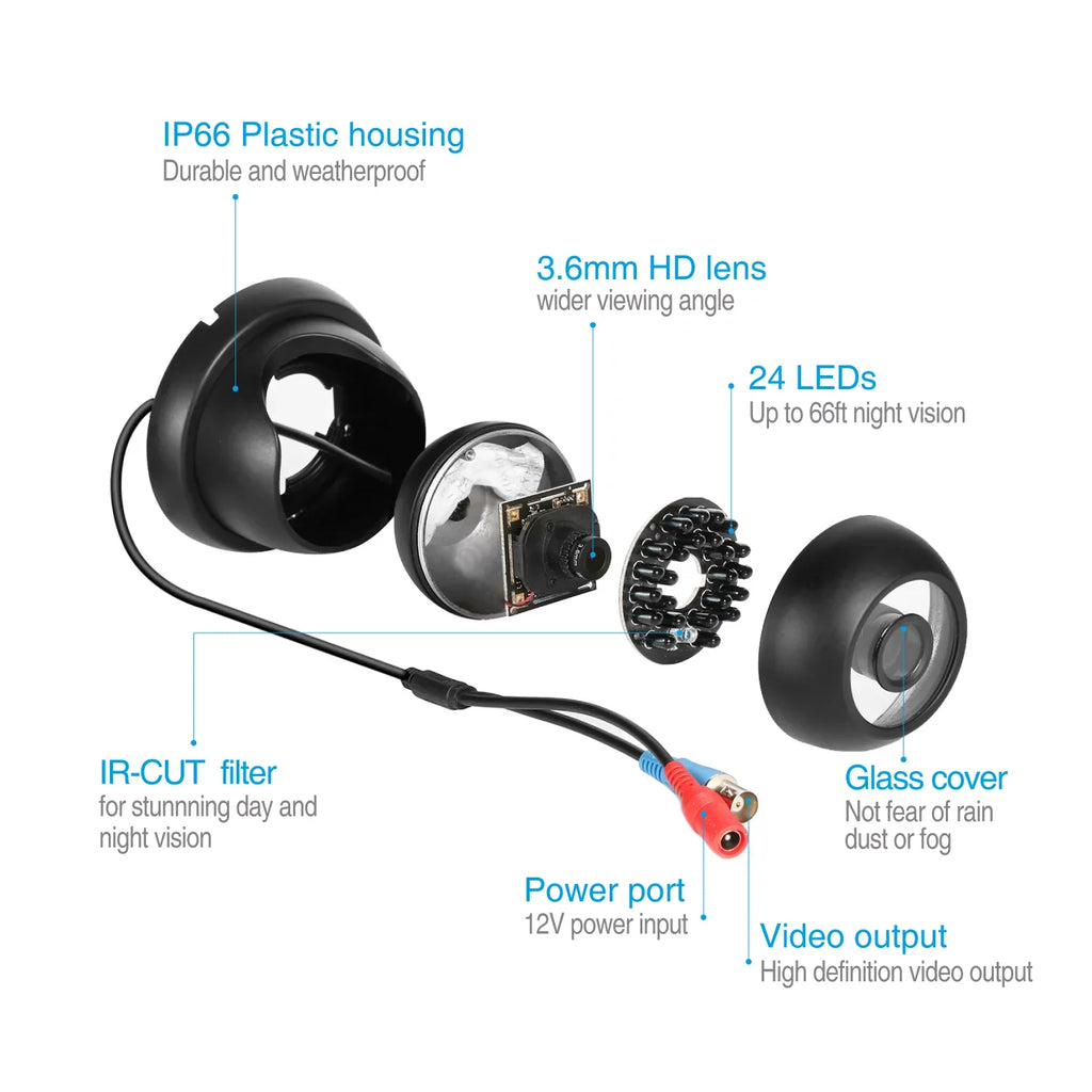 P2P , 720P and Access 1080N Surveillance System Camera (8) CCTV Night Technology/E-Cloud Remote IP66 8CH -No Scan Code Weatherproof Vision DVR HDD SANNCE QR Service, Full Security Cameras,