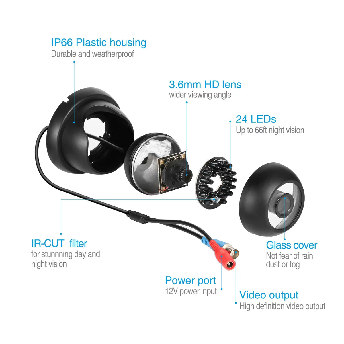 P2P , 720P and Access 1080N Surveillance System Camera (8) CCTV Night Technology/E-Cloud Remote IP66 8CH -No Scan Code Weatherproof Vision DVR HDD SANNCE QR Service, Full Security Cameras,