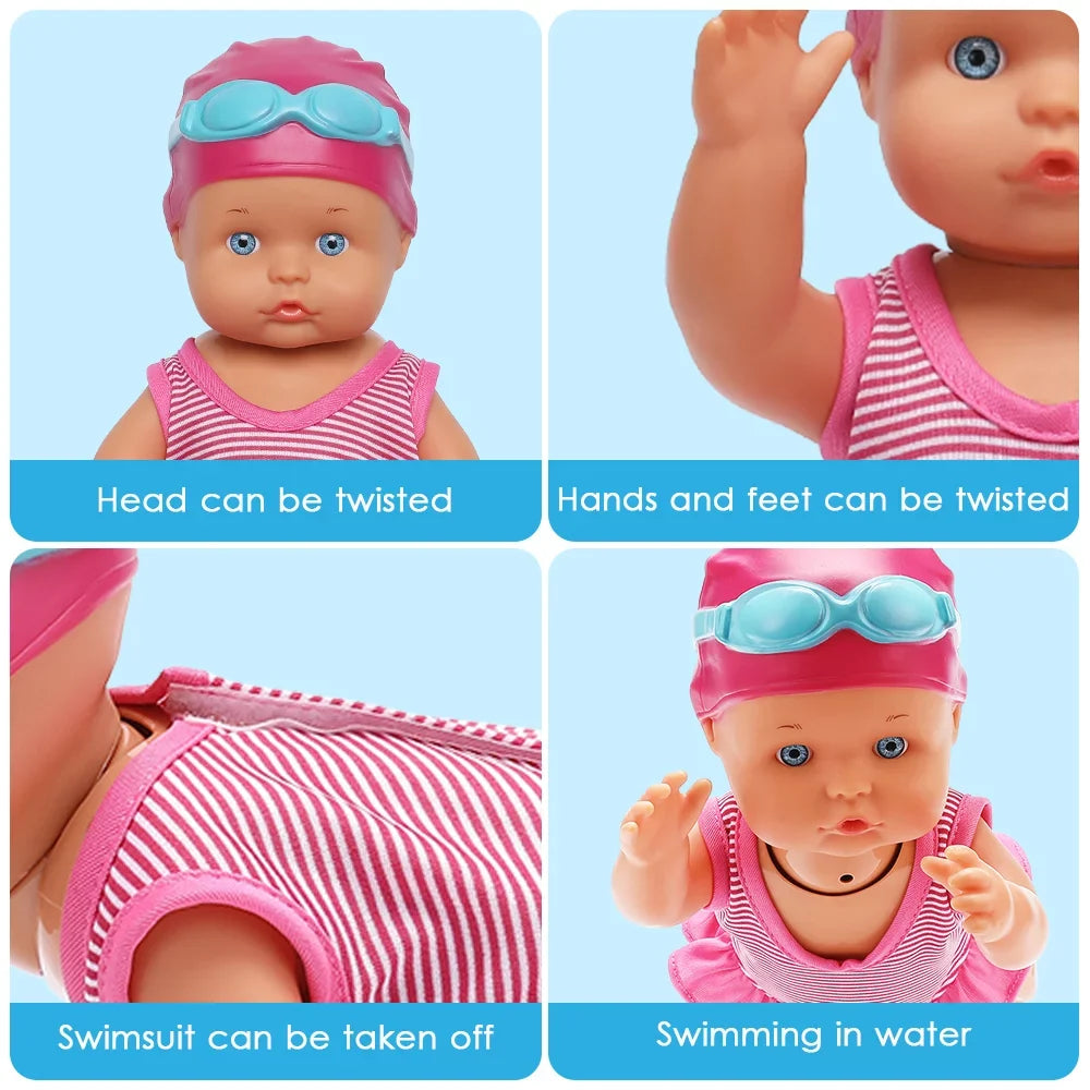 Swimming for Bathtub Electric Pool Toys Kids, Waterproof Sulobom Child, Toys, Pool Doll Bath,