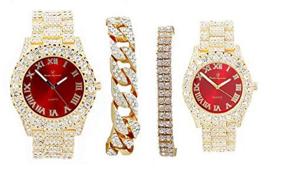 Flaunt Watch and Queen Hip Out - Couples ST10325/ST10364 On to Power King Bling'ed Dance Off Floor for Hop The Set (ST10327GldRed) His&Hers and Perfect