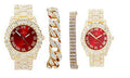 Flaunt Watch and Queen Hip Out - Couples ST10325/ST10364 On to Power King Bling'ed Dance Off Floor for Hop The Set (ST10327GldRed) His&Hers and Perfect