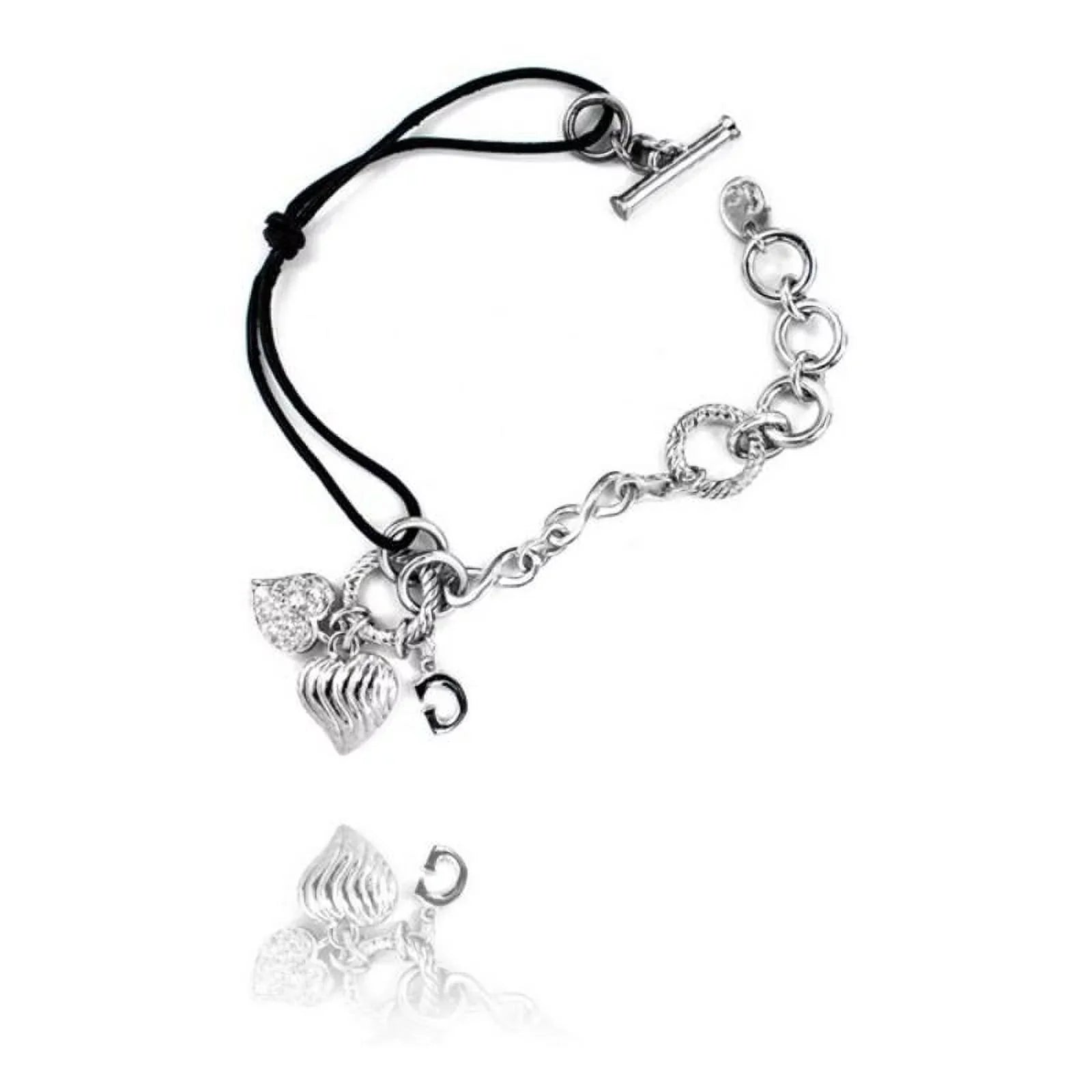 (19 Sterling Black cm) Silver Watches GC Ladies'Bracelet Leather CL107B03 silver