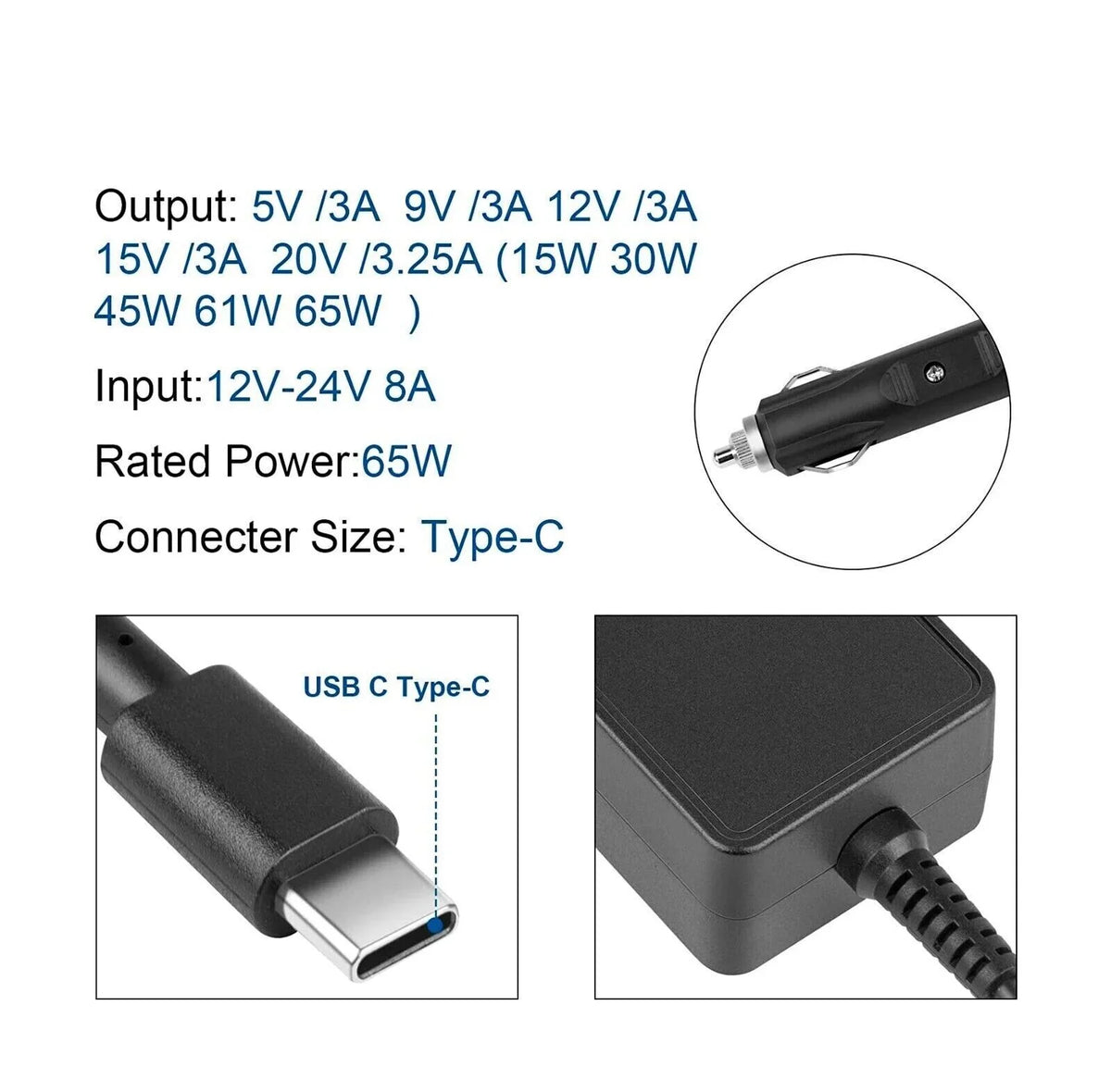 13 Charger 5310 5000 Car AMSK Type-C 65W POWER 5320 5330 Laptop Inspiron for Charger