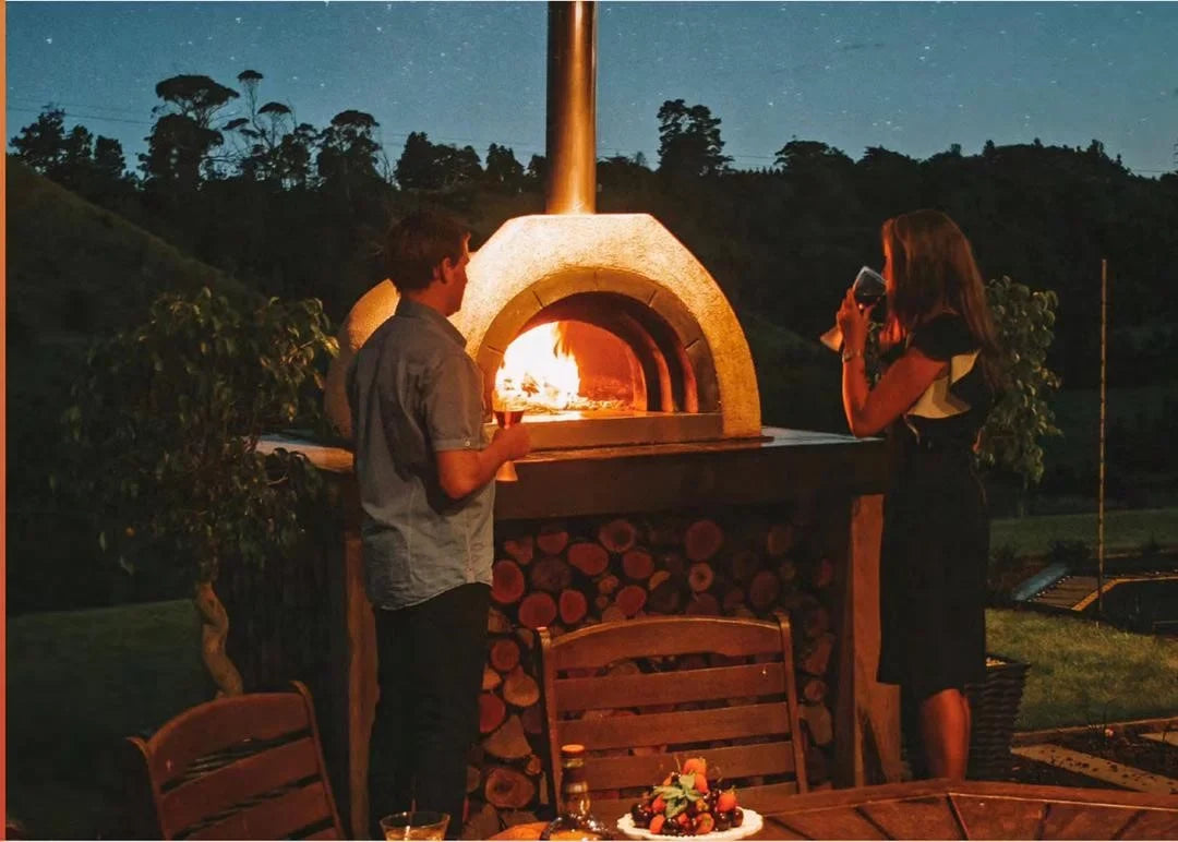 Tiles / Cement Penny with Fired Tiled Oven Clay Pizza exterior / OP81 Circle Ovens - Mosaic Wood Pizza White