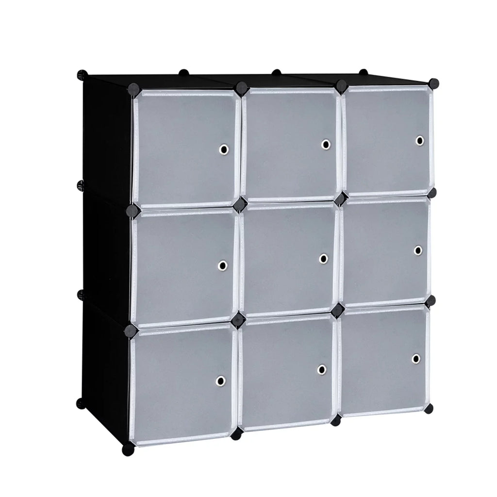 Storage Doors DIY 9-Cube Book Organizer Units, Plastic Closet Cabinet, with Shelving Modular Shelf BMTBUY