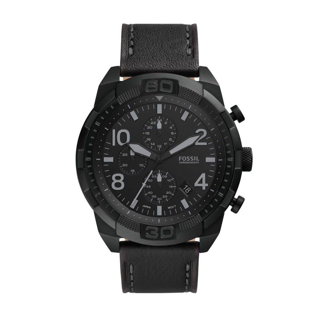 Watch Black Dial Chronograph Bronson FS5874 Leather Men's Quartz Fossil