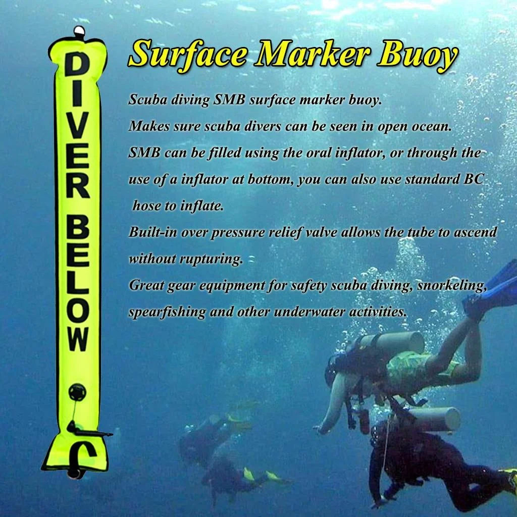 Pro 4' Scuba Hose Surface - Visible Signal Tube for with Safety Inflator Snorkeling Standard Marker Divers Diving BC Sausage High Compact &