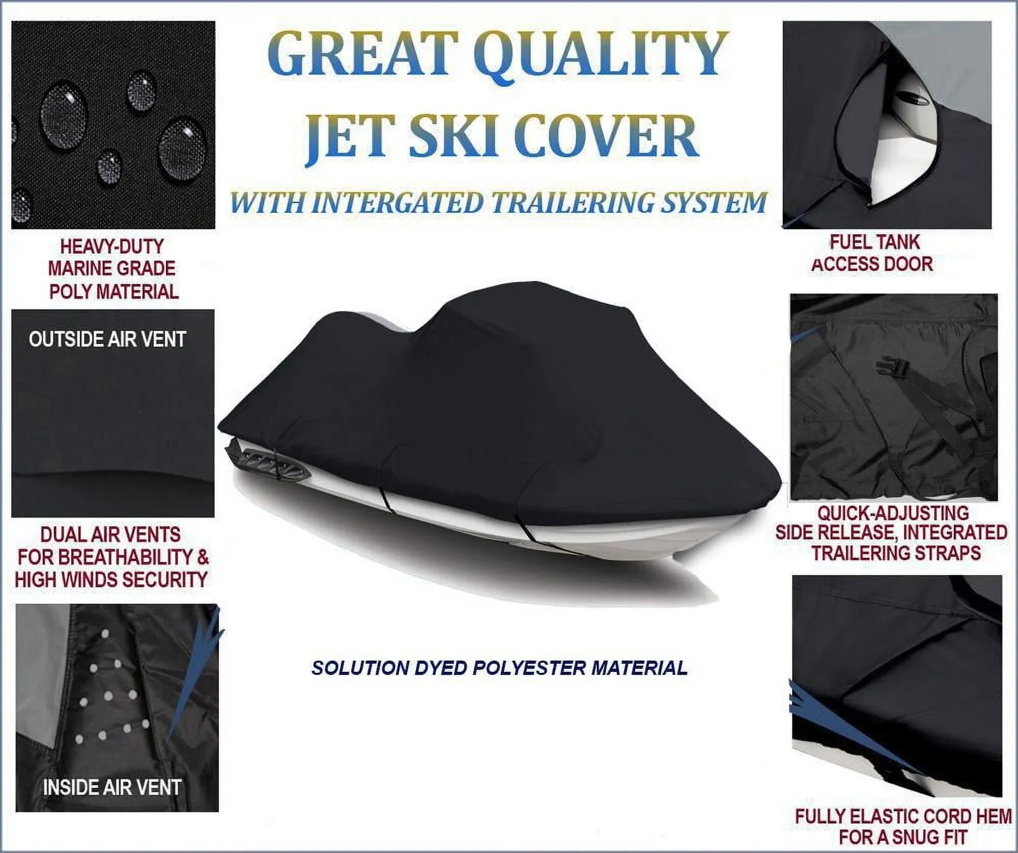 1990 TOP OF BLACK Ski for COVER JET Sea Doo LINE Compatible GT JET SKI SKI Jet Sea-Doo Cover 1991 PWC THE Cover
