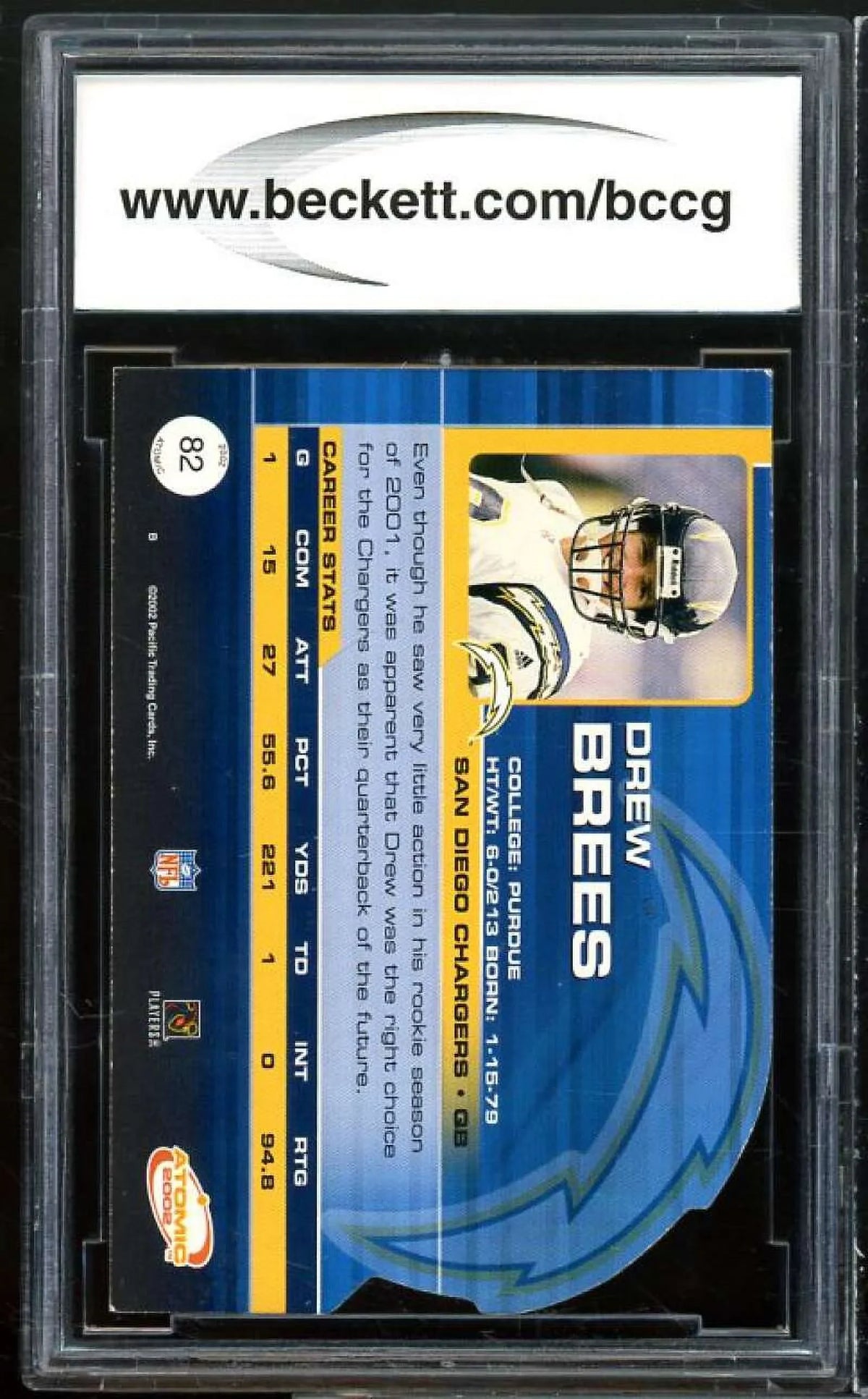 #82 8 Card Drew BGS Atomic Brees BCCG Excellent+ 2002