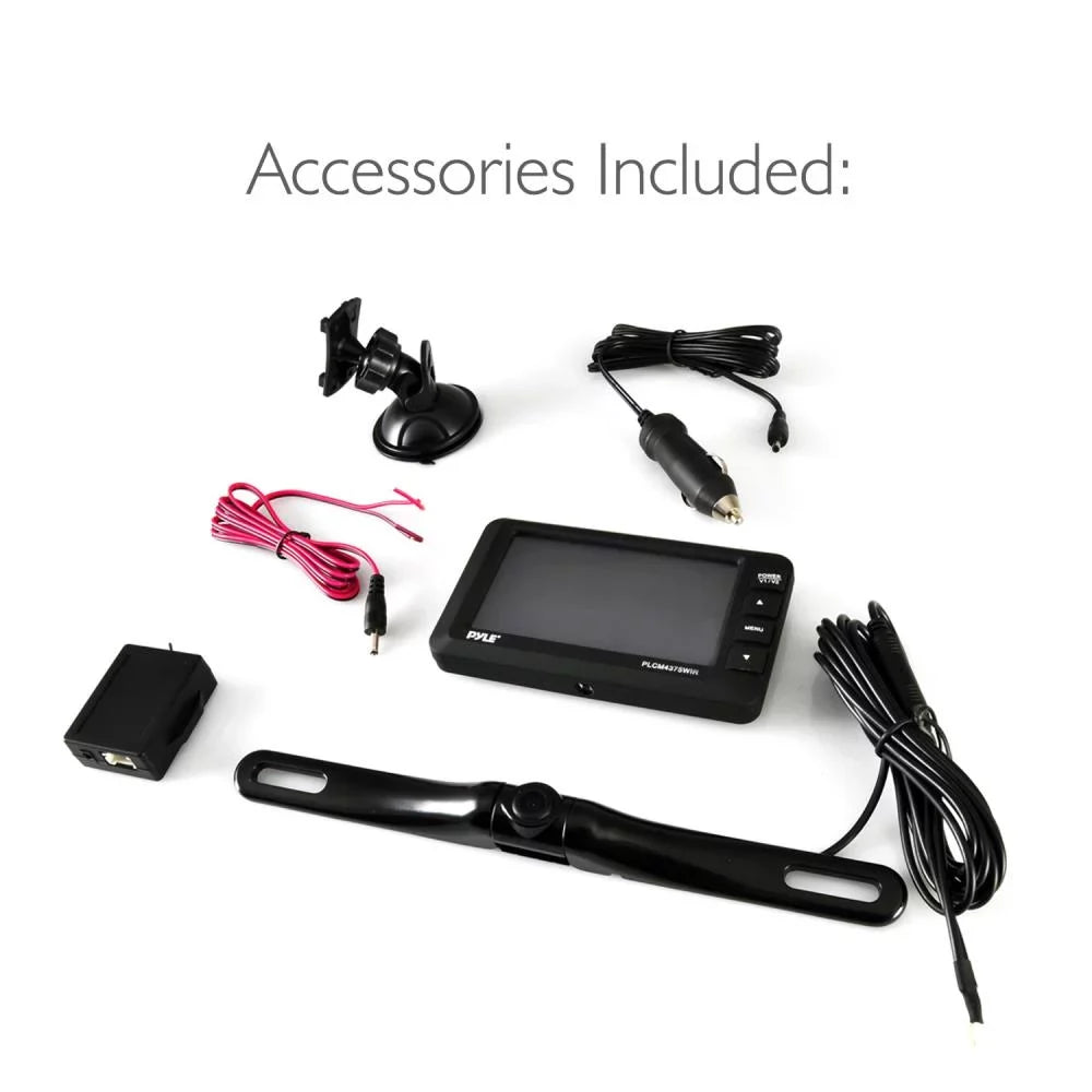 Vehicle Rear 4.3’’ Display PYLE Backup Parking/Reverse View - Wireless with Kit Camera - Screen Monitor System PLCM4378WIR.5 &