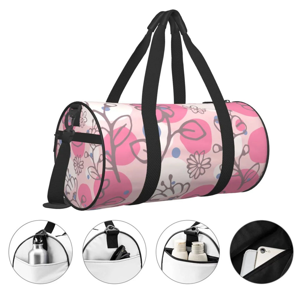 for Sports Travel Bags Stamp Floral Gym XMXT Large Flowers Bag Weekenders Tote Bag Pink Unisex Women,