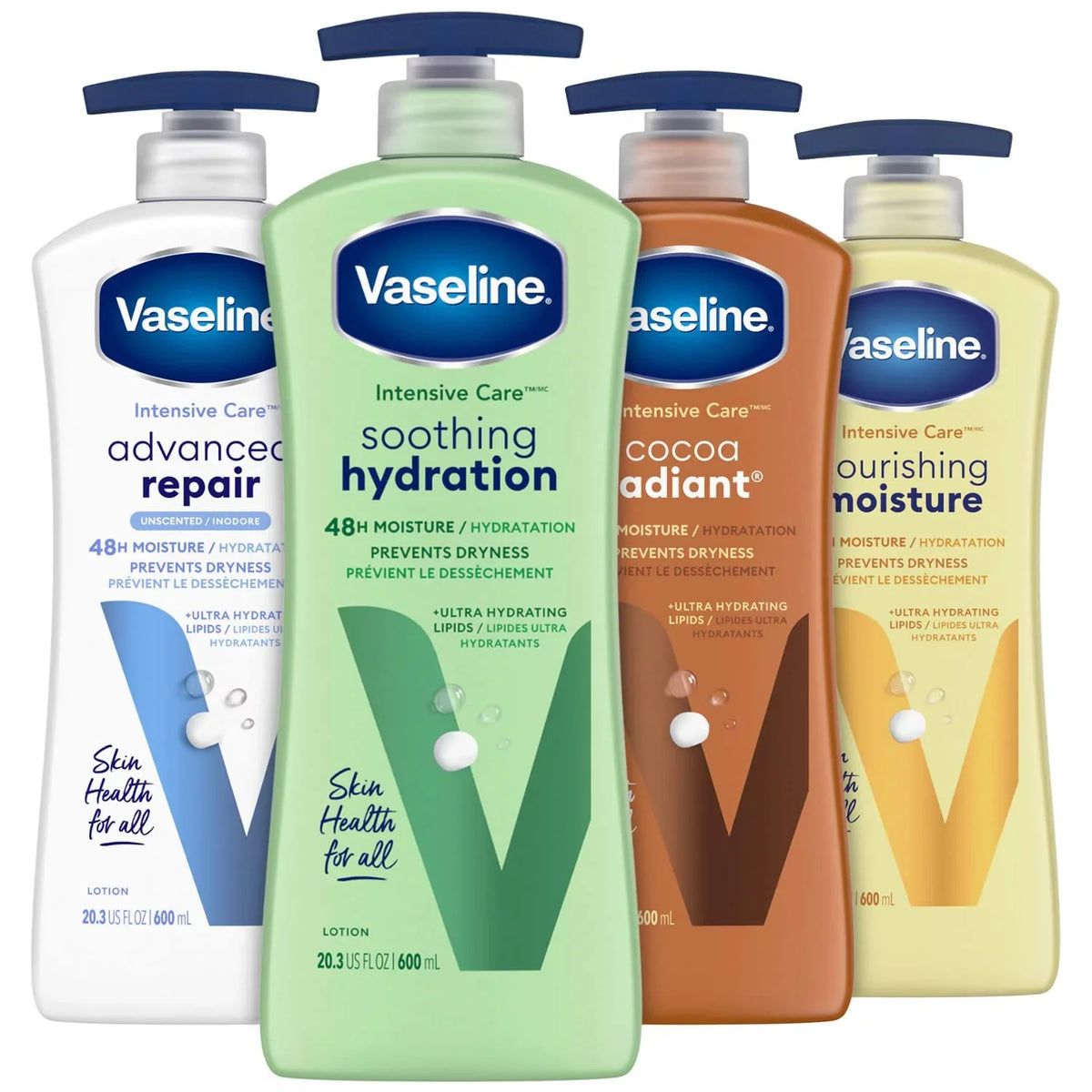 (4 Intensive Women Men For Hydration/Advanced Healing, Vaseline Repair/Cocoa Skin, Dry Ultra-Hydrating Lotion Soothing Body Ea Set For Care Set). Oz Radiant/Essential & 20.3 Lotion - Piece